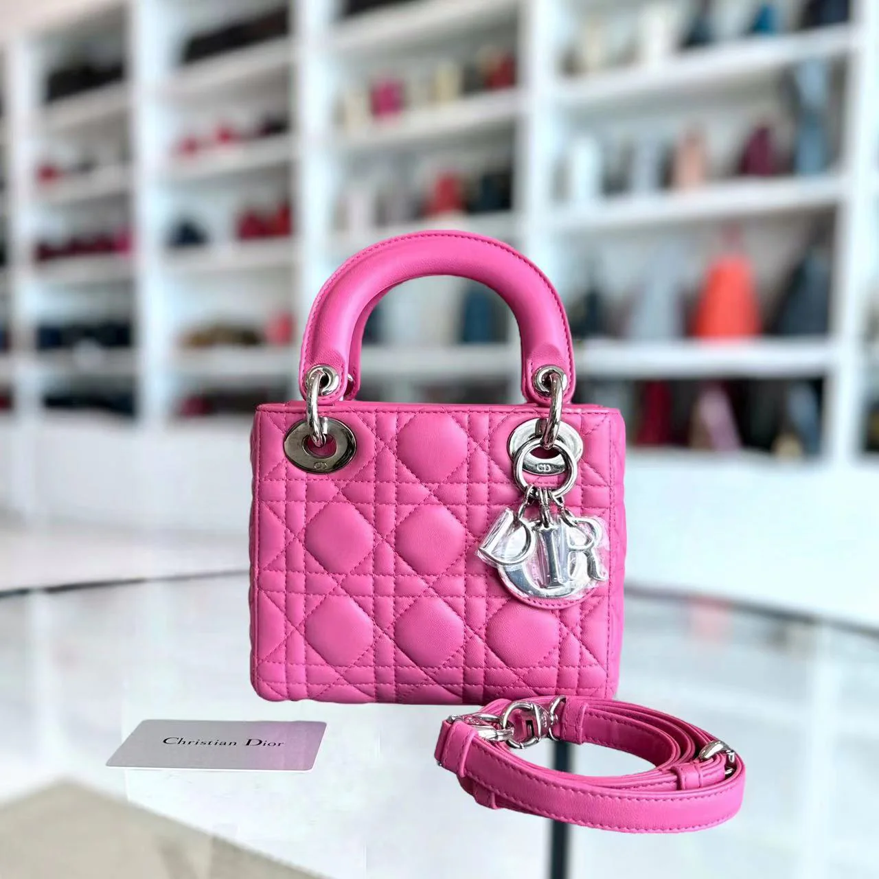 *Adjustable Strap* Dior Lady Mini Cannage Lambskin Barbie Pink Silver Hardware - Best Luxury Designers