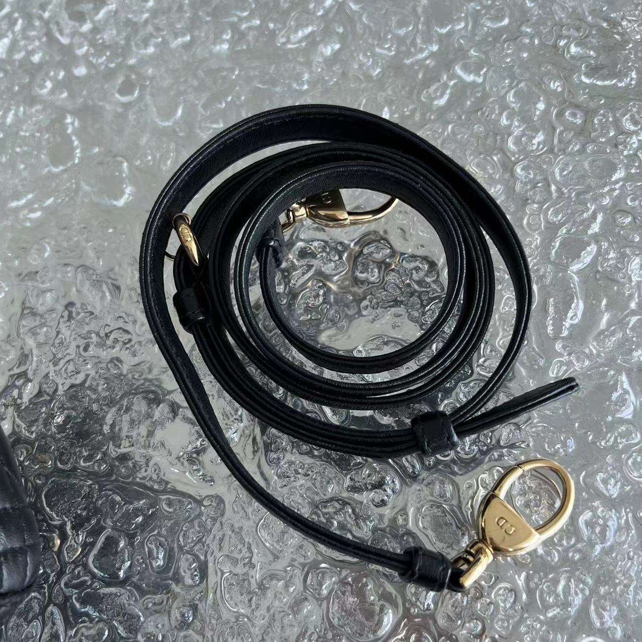 *Adjustable Strap* Dior Lady Mini Cannage Lambskin Black Golden Hardware - Best Luxury Designers