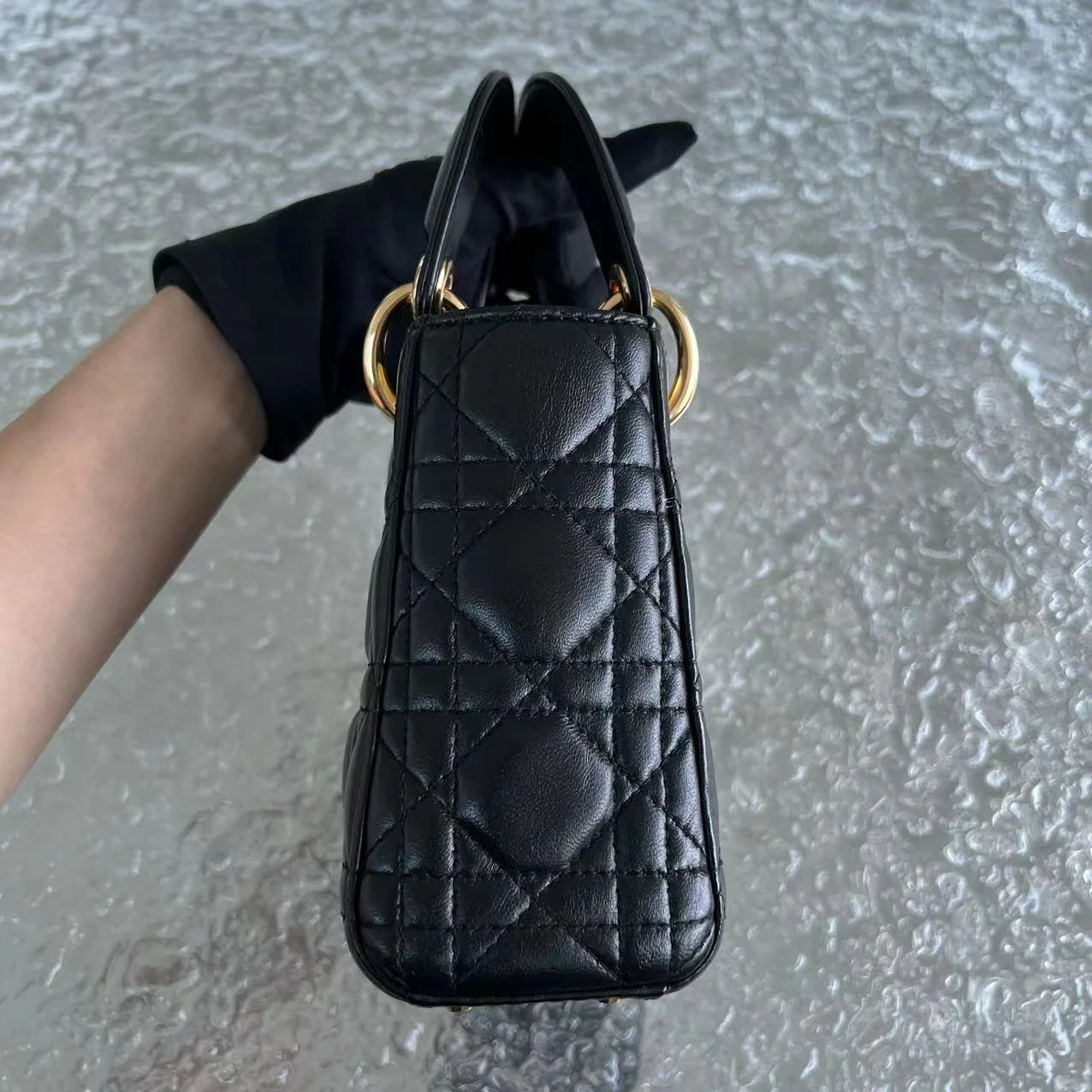 *Adjustable Strap* Dior Lady Mini Cannage Lambskin Black Golden Hardware - Best Luxury Designers