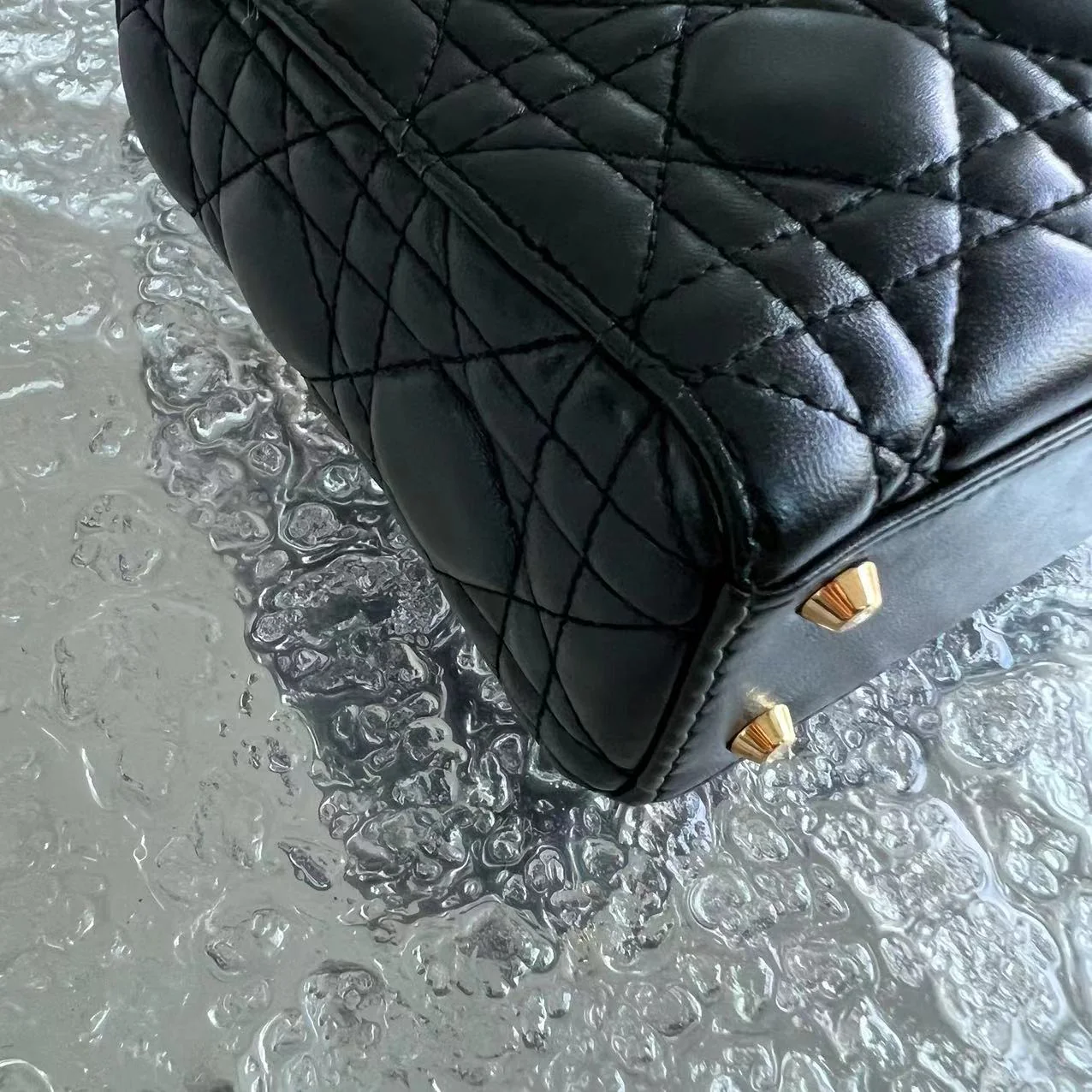 *Adjustable Strap* Dior Lady Mini Cannage Lambskin Black Golden Hardware - Best Luxury Designers