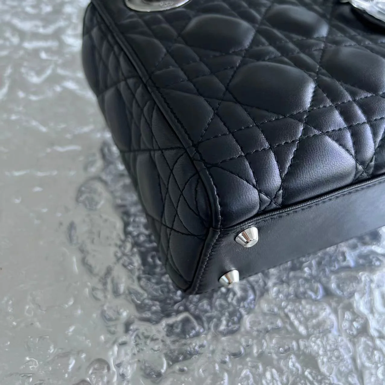 *Adjustable Strap* Dior Lady Mini Cannage Lambskin Black Silver Hardware - Best Luxury Designers