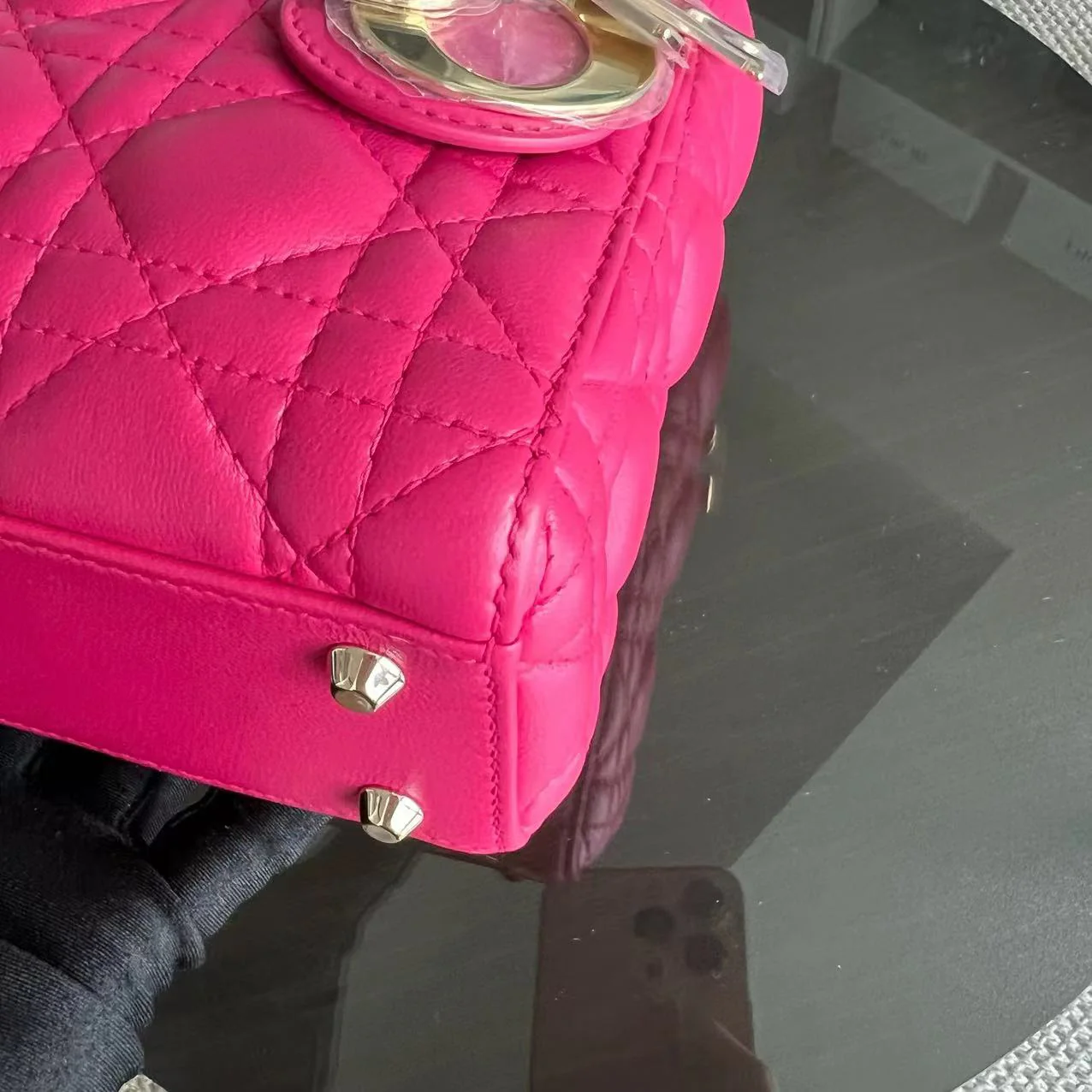 *Adjustable Strap* Dior Lady Mini Cannage Lambskin Hot Pink Golden Hardware - Best Luxury Designers