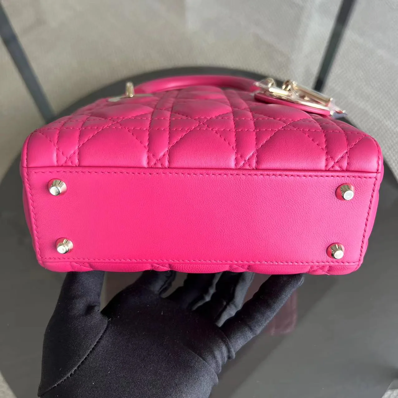 *Adjustable Strap* Dior Lady Mini Cannage Lambskin Hot Pink Golden Hardware - Best Luxury Designers