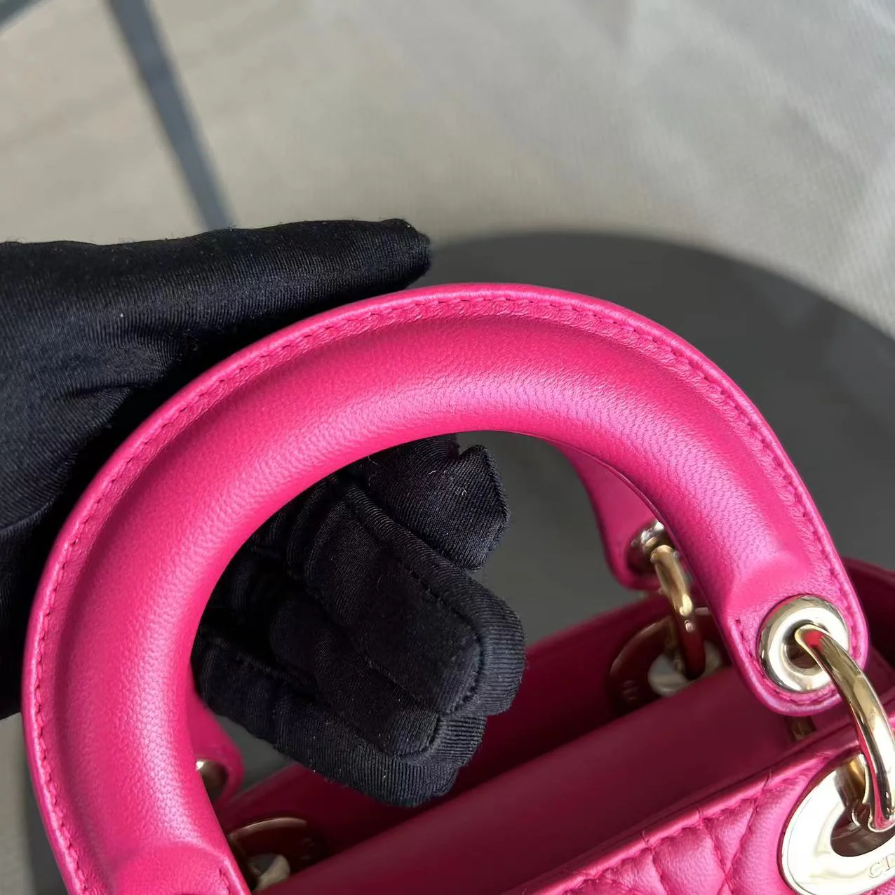 *Adjustable Strap* Dior Lady Mini Cannage Lambskin Hot Pink Golden Hardware - Best Luxury Designers