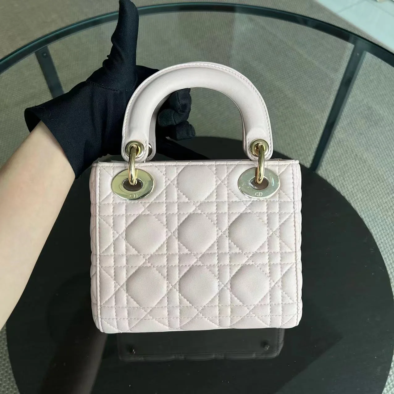 *Adjustable Strap* Dior Lady Mini Cannage Lambskin Sakura Pink GHW - Best Luxury Designers