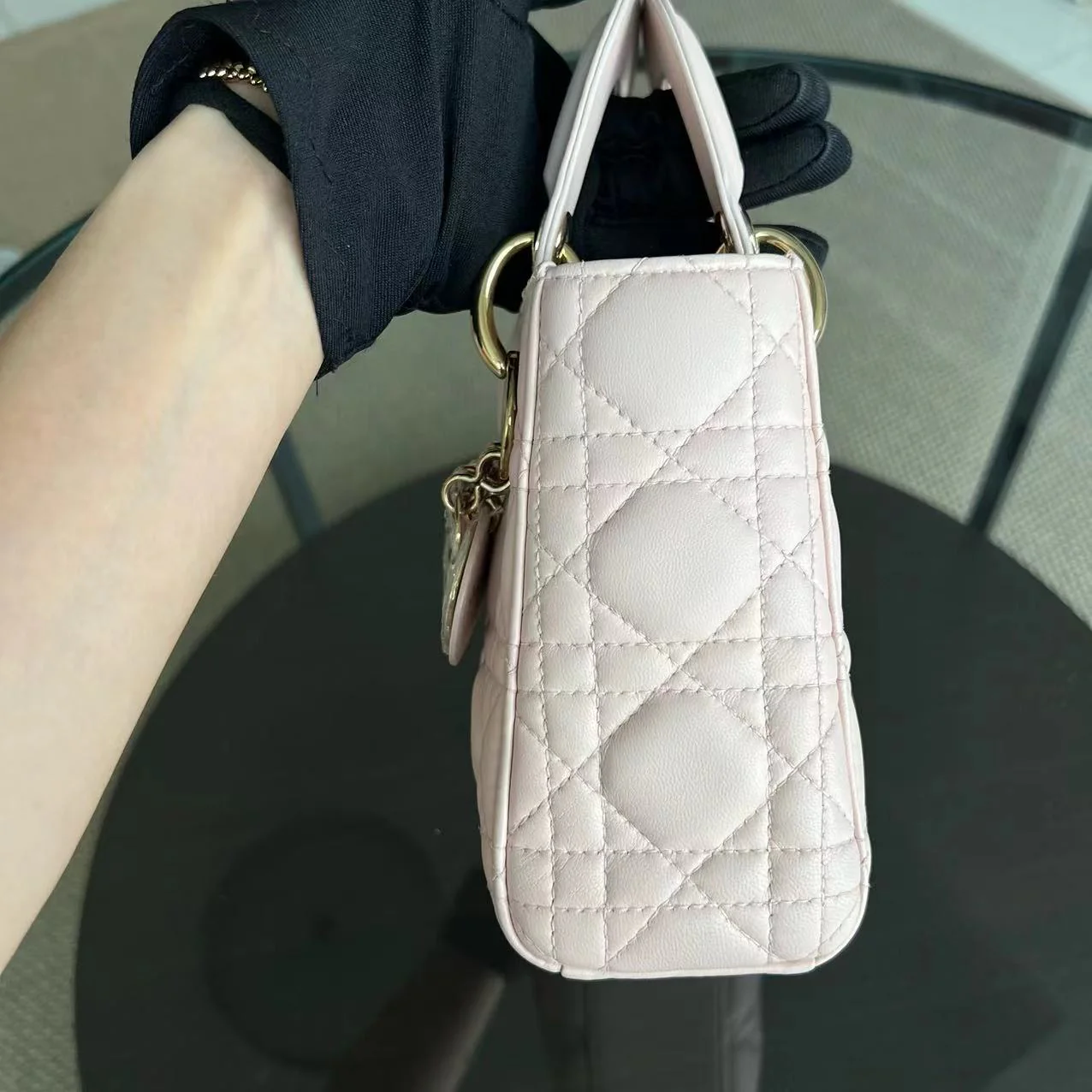 *Adjustable Strap* Dior Lady Mini Cannage Lambskin Sakura Pink GHW - Best Luxury Designers
