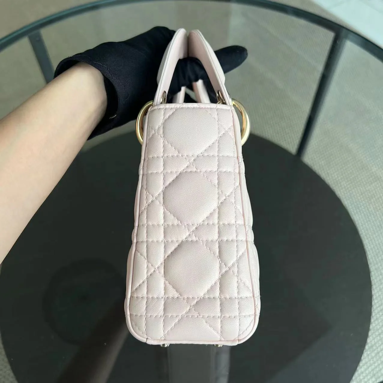 *Adjustable Strap* Dior Lady Mini Cannage Lambskin Sakura Pink GHW - Best Luxury Designers