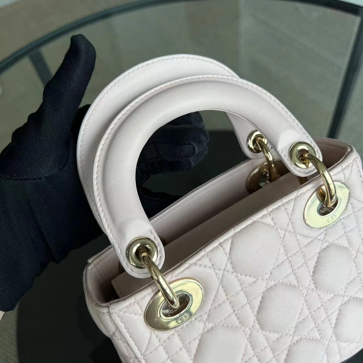 *Adjustable Strap* Dior Lady Mini Cannage Lambskin Sakura Pink GHW - Best Luxury Designers