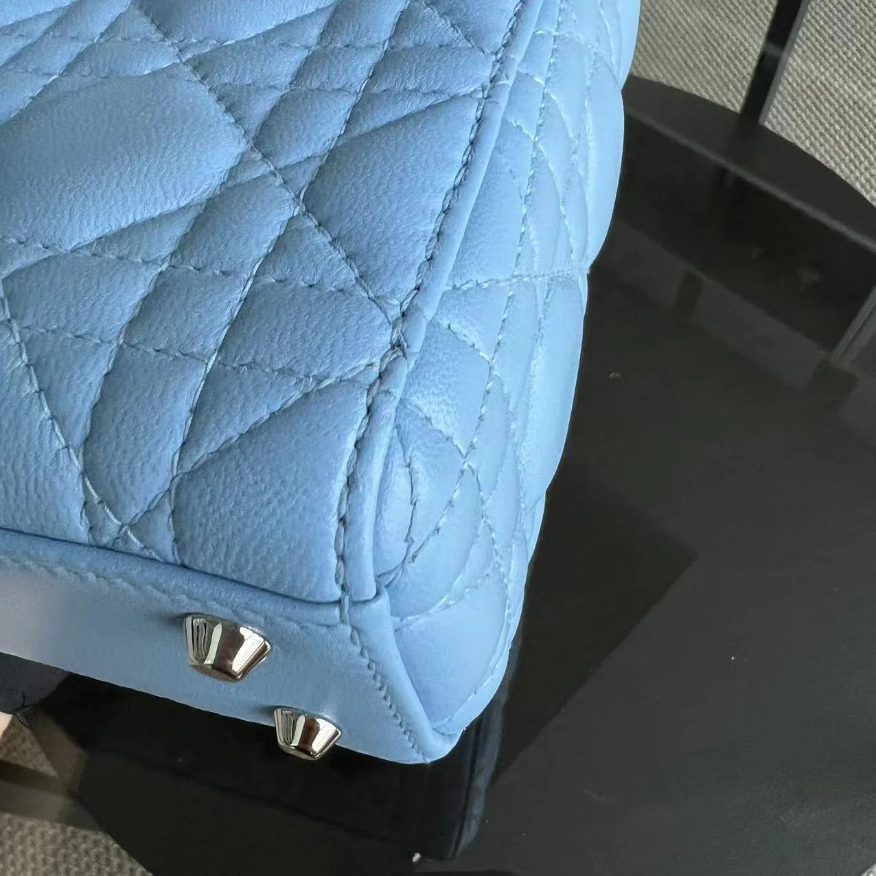 *Adjustable Strap* Dior Lady Mini Cannage Lambskin Sky Blue Silver Hardware - Best Luxury Designers