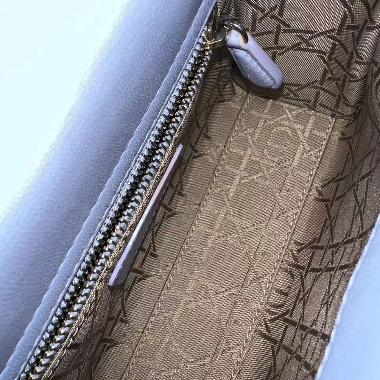 *Adjustable Strap* Dior Lady Mini Cannage Lambskin Sky Blue Silver Hardware - Best Luxury Designers