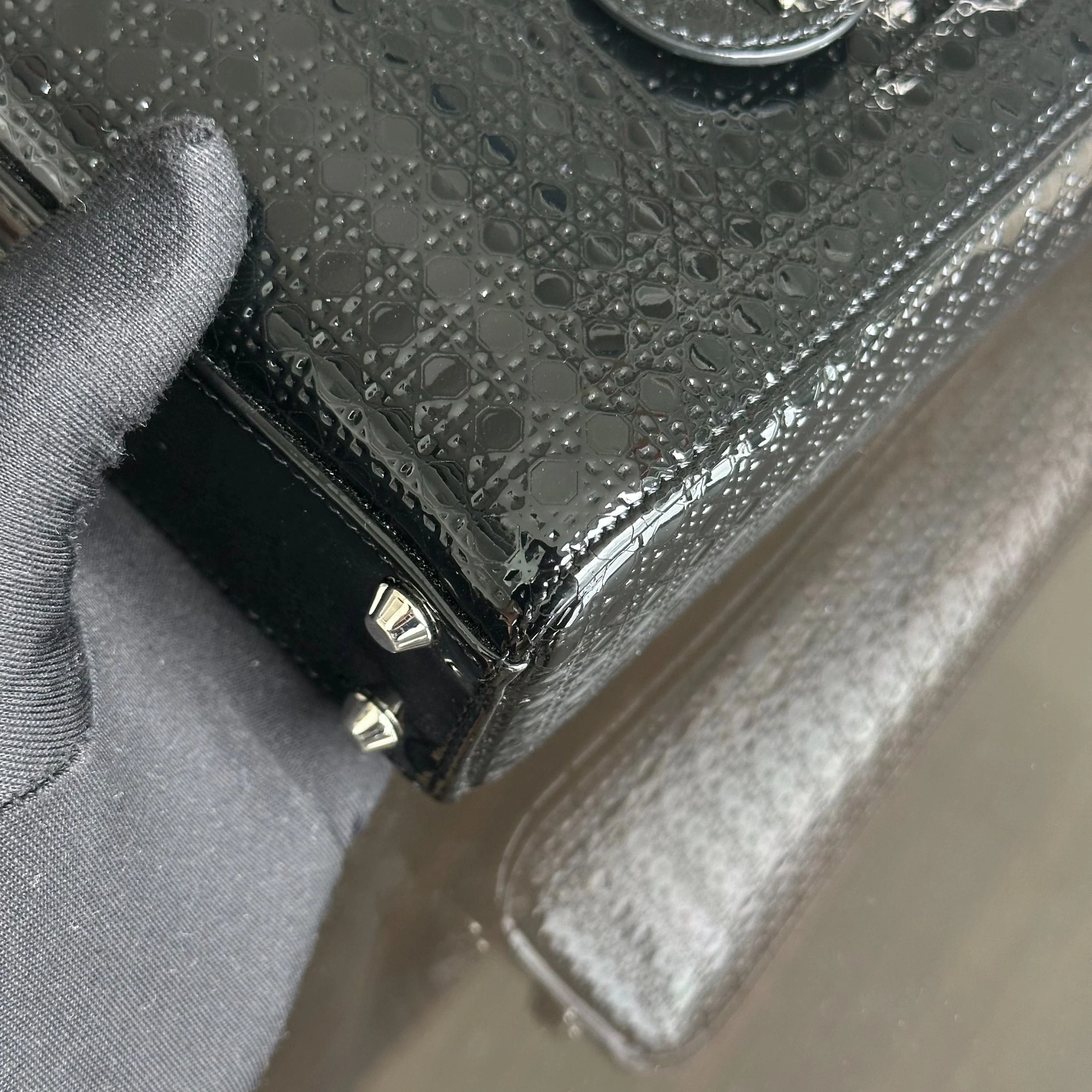 *Adjustable strap* Dior Lady Mini Micro-Cannage Glazed Calfskin Leather Black SHW - Best Luxury Designers