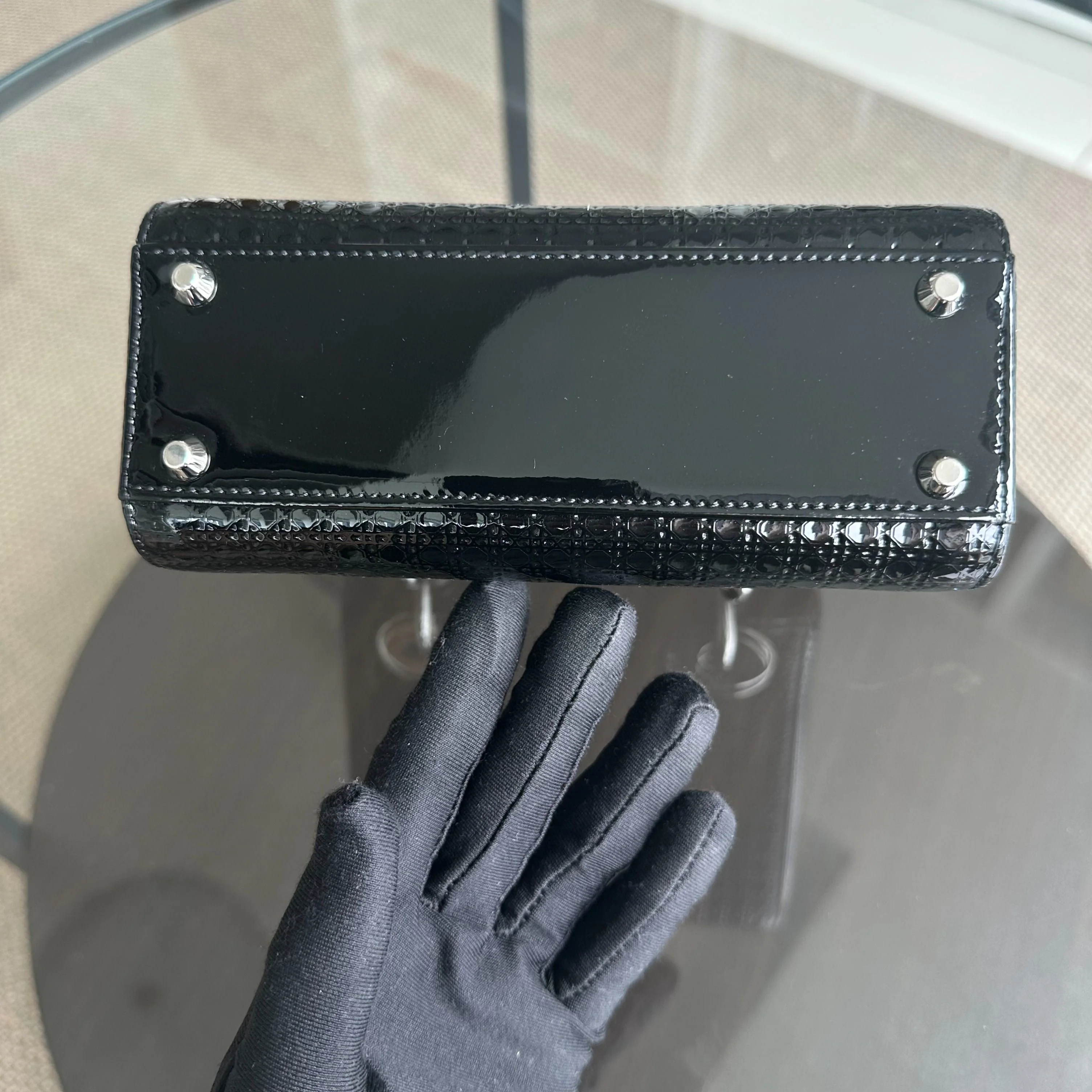 *Adjustable strap* Dior Lady Mini Micro-Cannage Glazed Calfskin Leather Black SHW - Best Luxury Designers