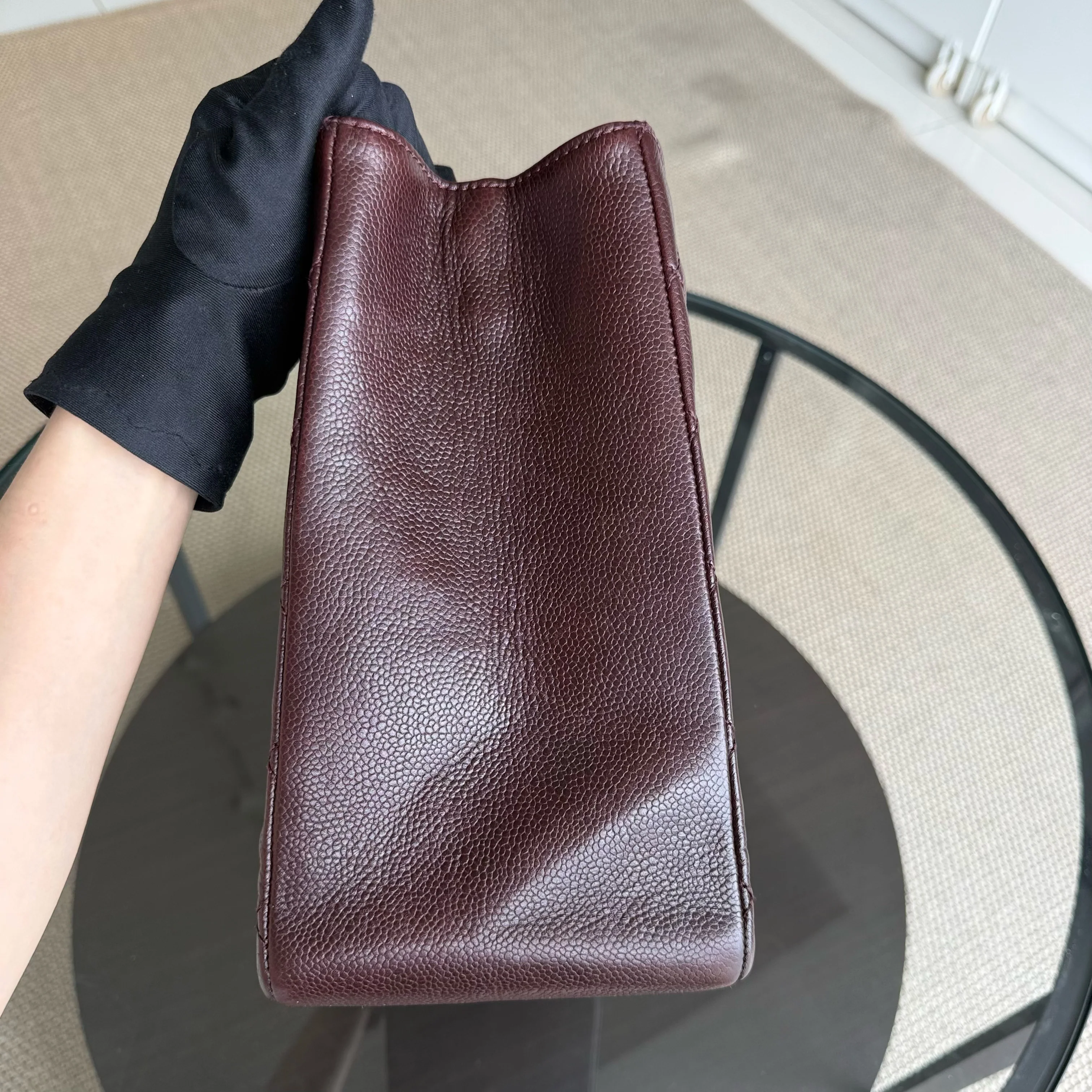 Chanel GST Grand Shopping Tote - Caviar Quilted Burgundy Grained Calfskin Silver Hardware Series 11