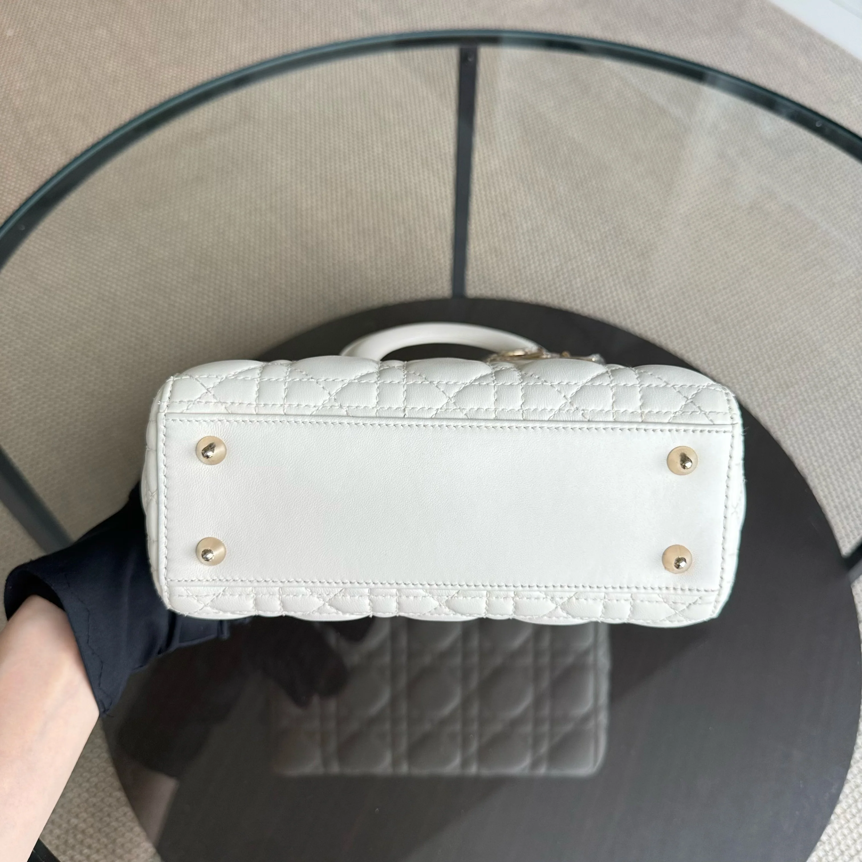 Dior Lady Small - Cannage Lambskin White Gold Hardware