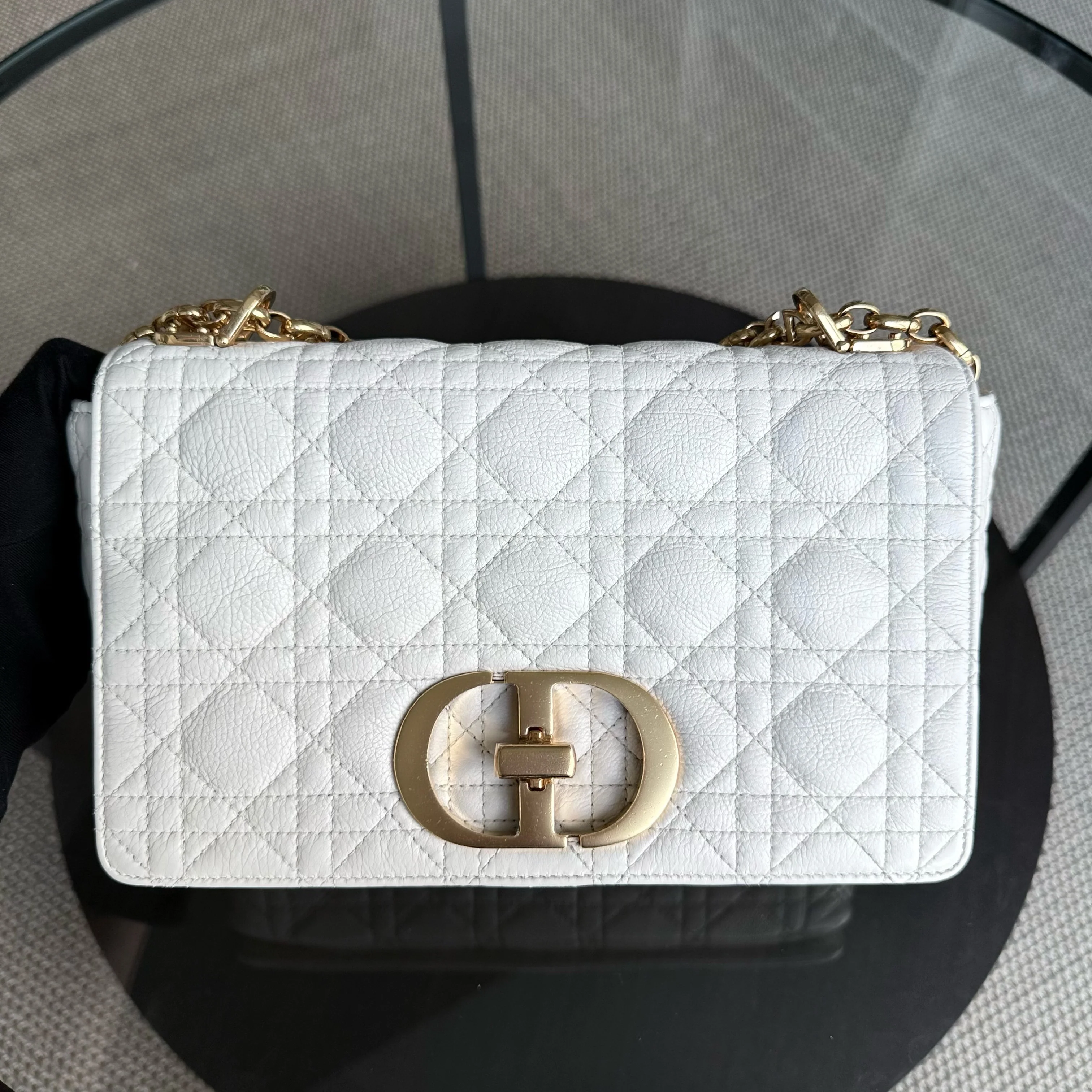 Dior Caro Medium - Cannage Grained Calfskin White Gold Hardware