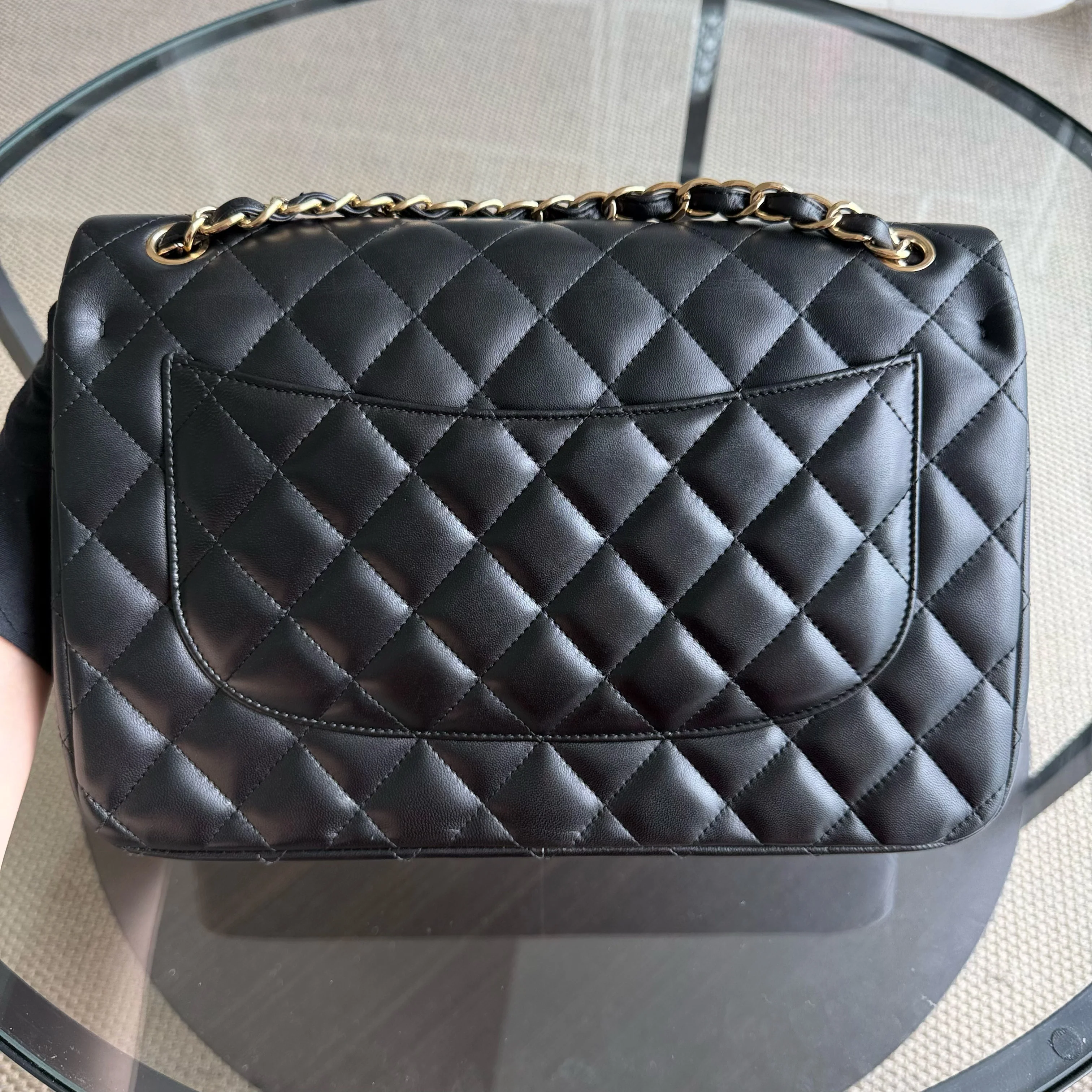 Chanel Classic Flap Jumbo - 30CM Quilted Lambskin Double Flap Black Gold Hardware