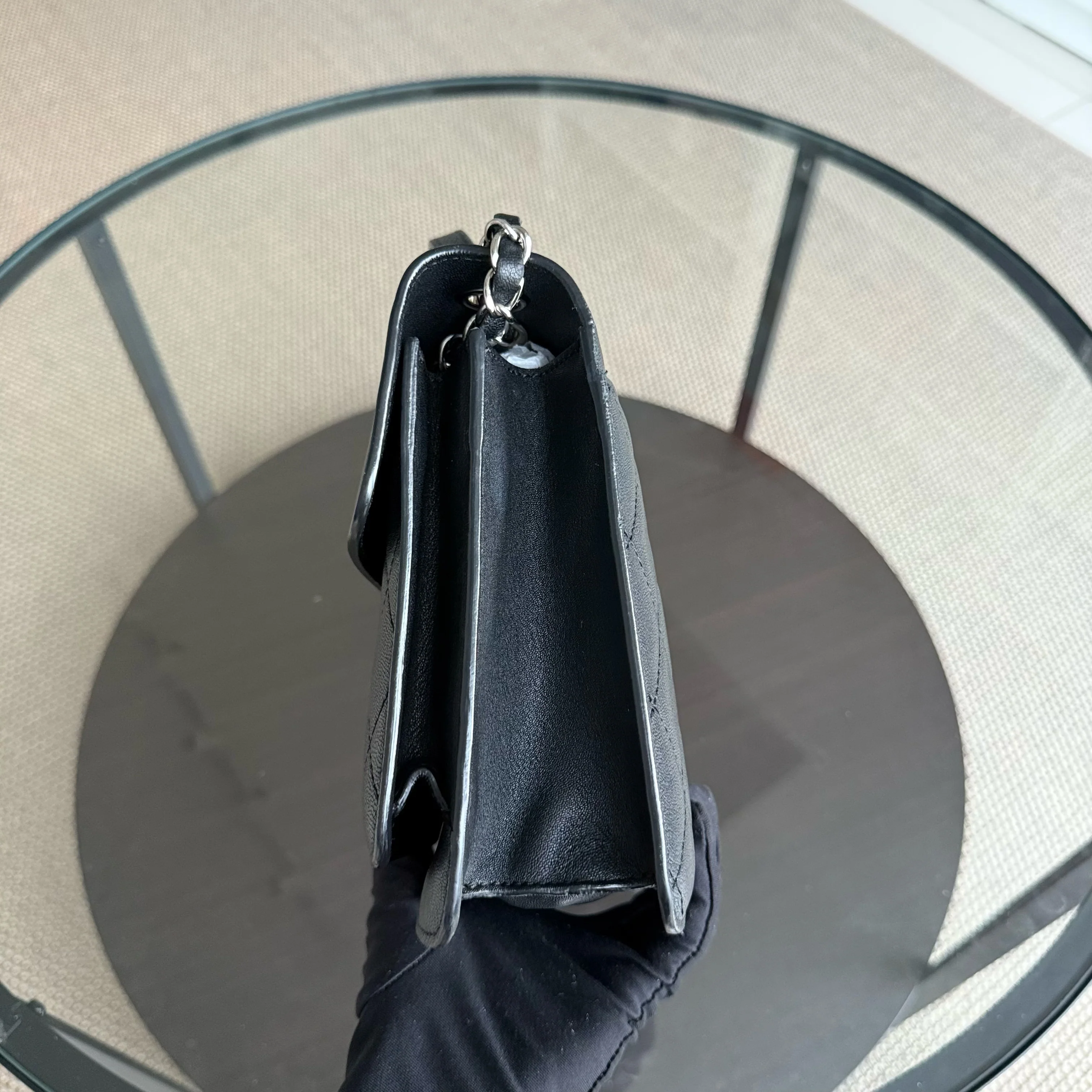 Chanel Medium CC Box Flap - Quilted Calfskin Black Silver Hardware Series 25