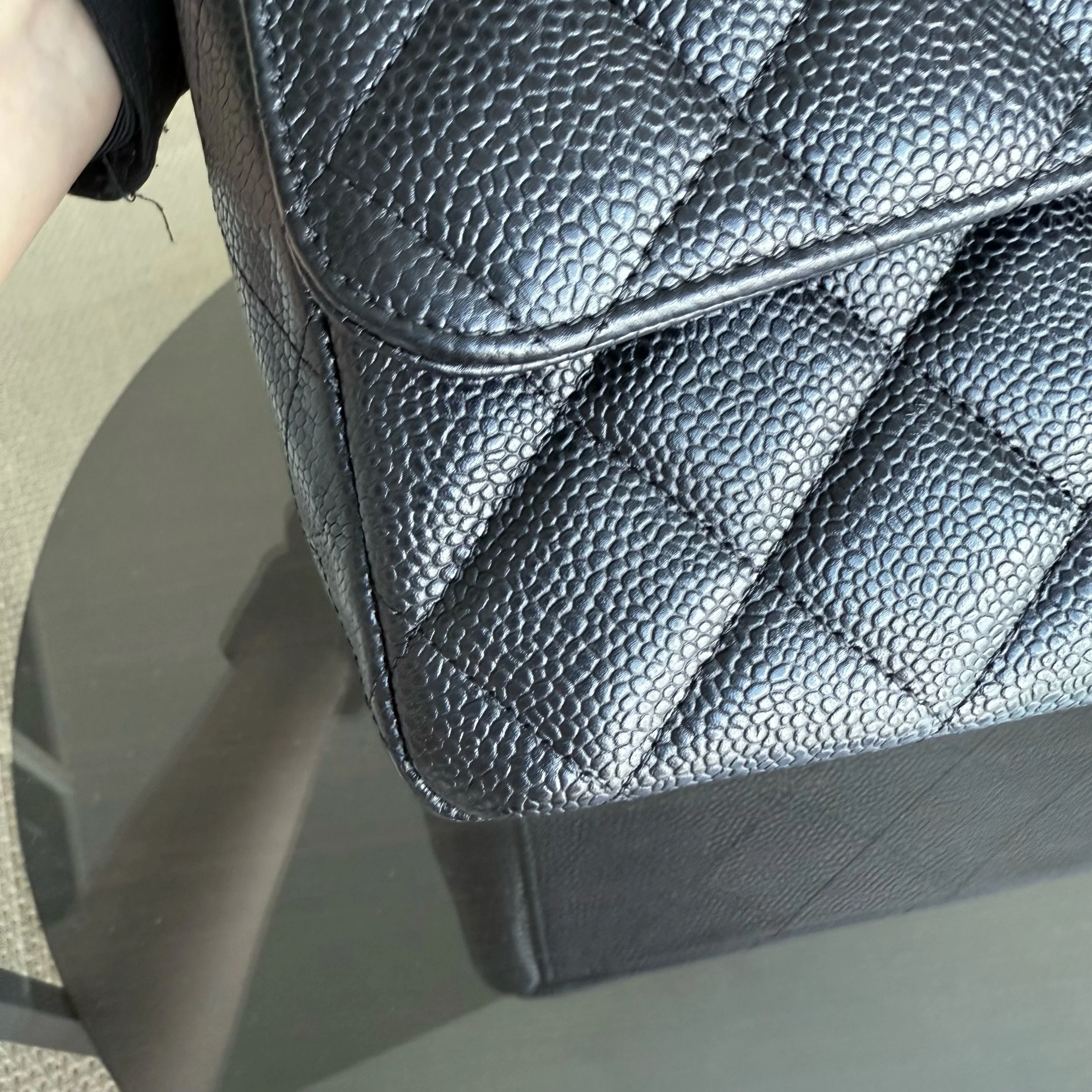 Chanel Classic Flap Maxi - Caviar Double Flap 33CM Quilted Black Silver Hardware Series 15