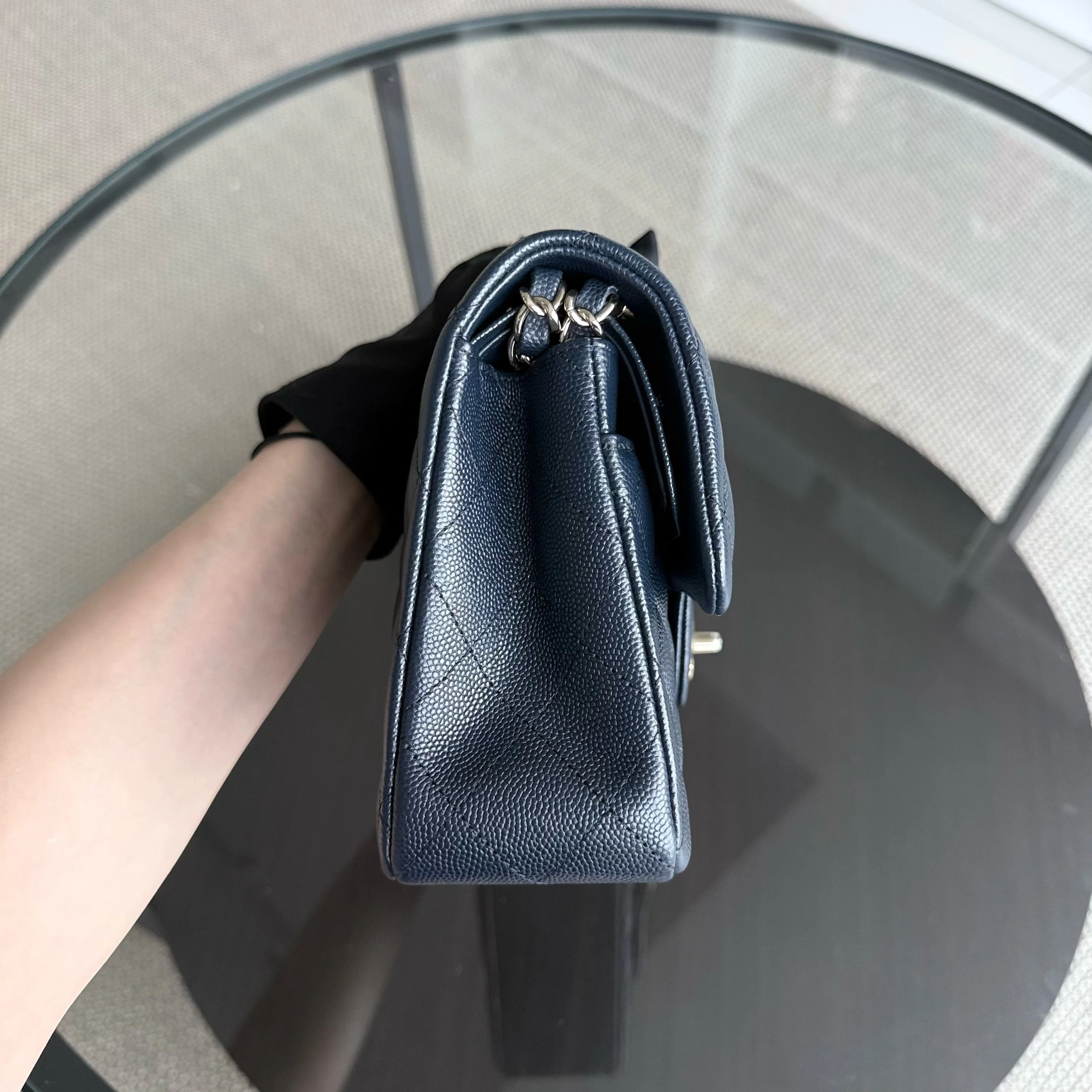 Chanel Classic Flap Small - Caviar 23CM Quilted Dark Midnight Blue Gold Hardware Series 27