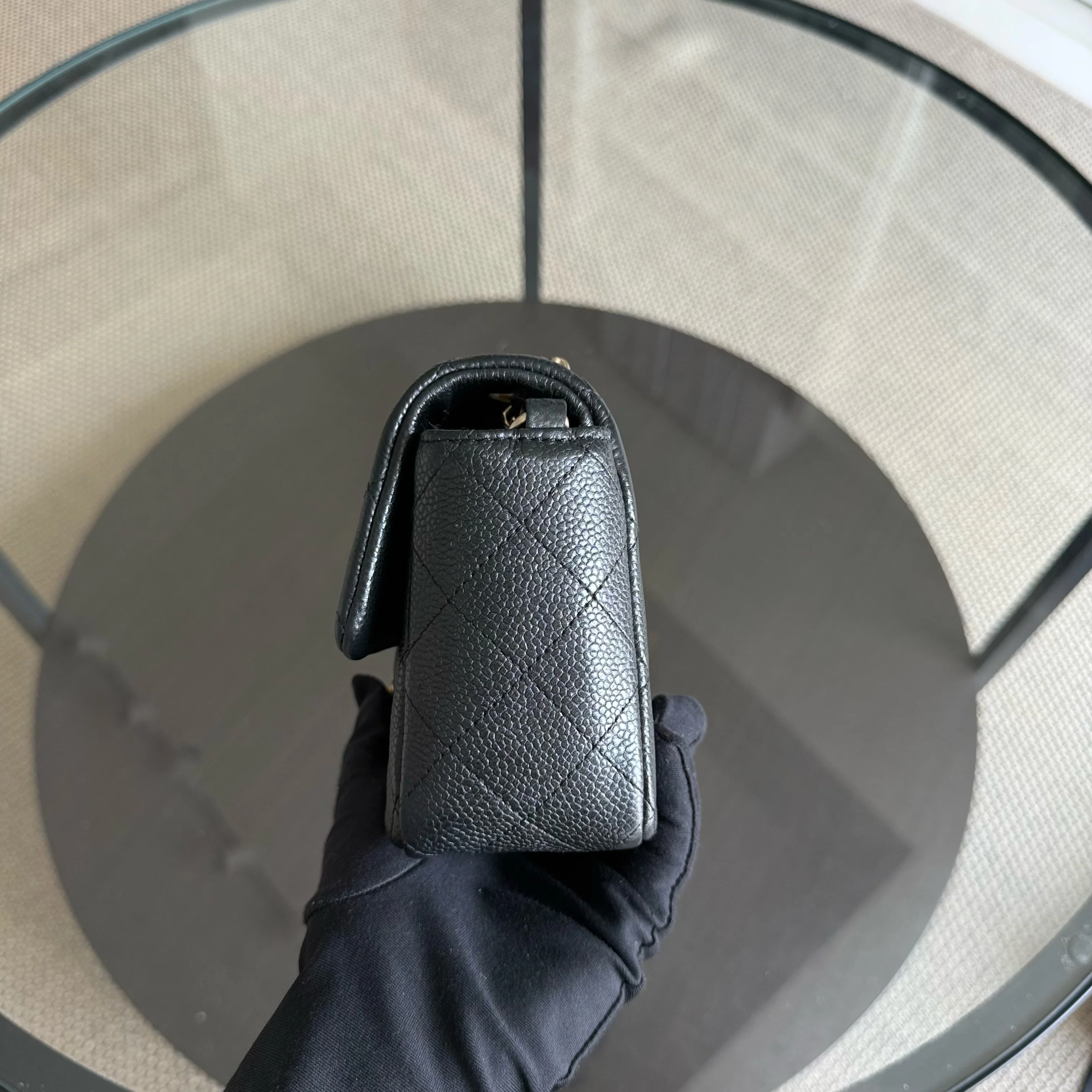 Chanel Classic Flap Mini - Caviar 20CM Quilted Grained Calfskin Black Gold Hardware Series 20