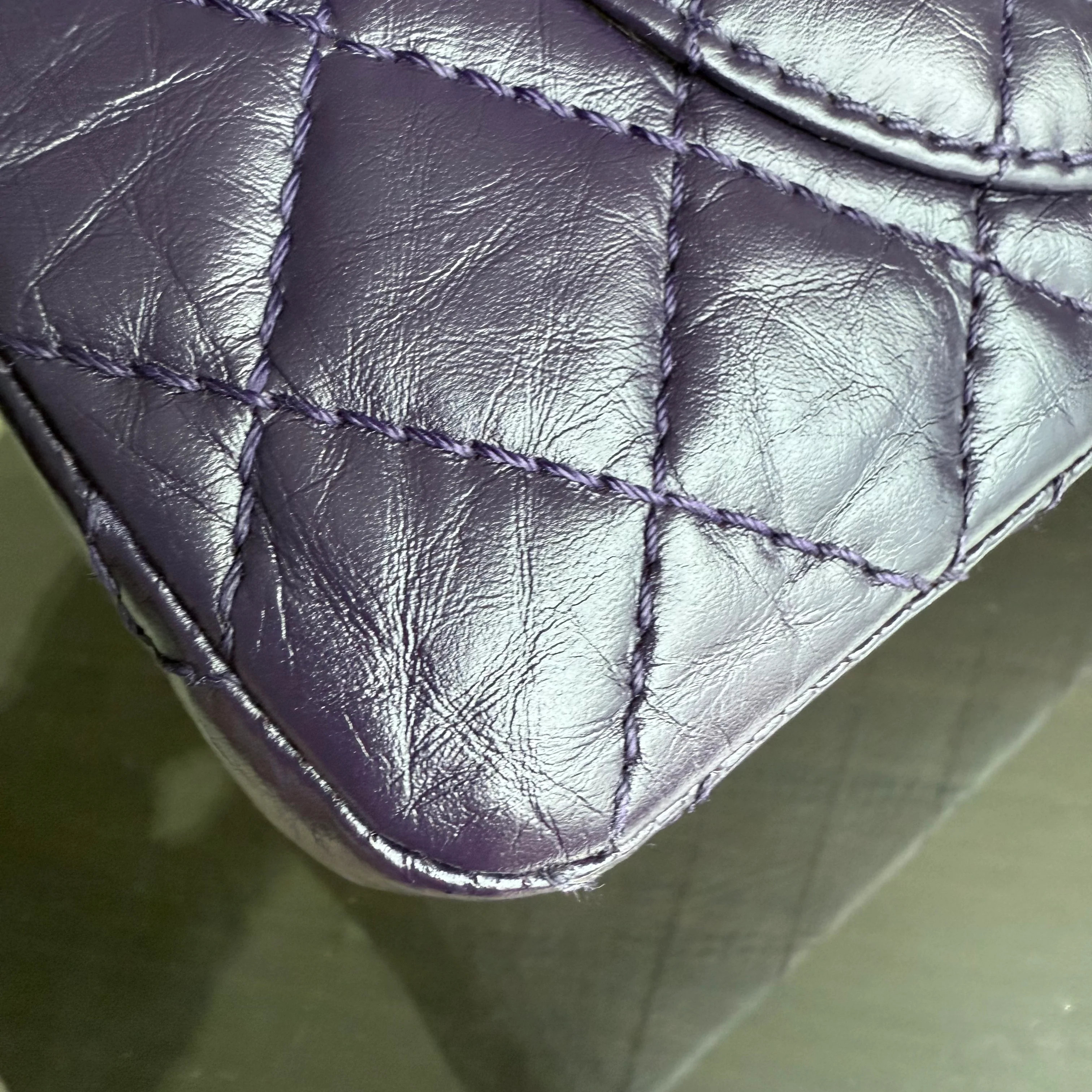 Chanel 2.55 Reissue 225 - Quilted Aged Calfskin Dark Violet Purple Aged Silver Hardware Series 17