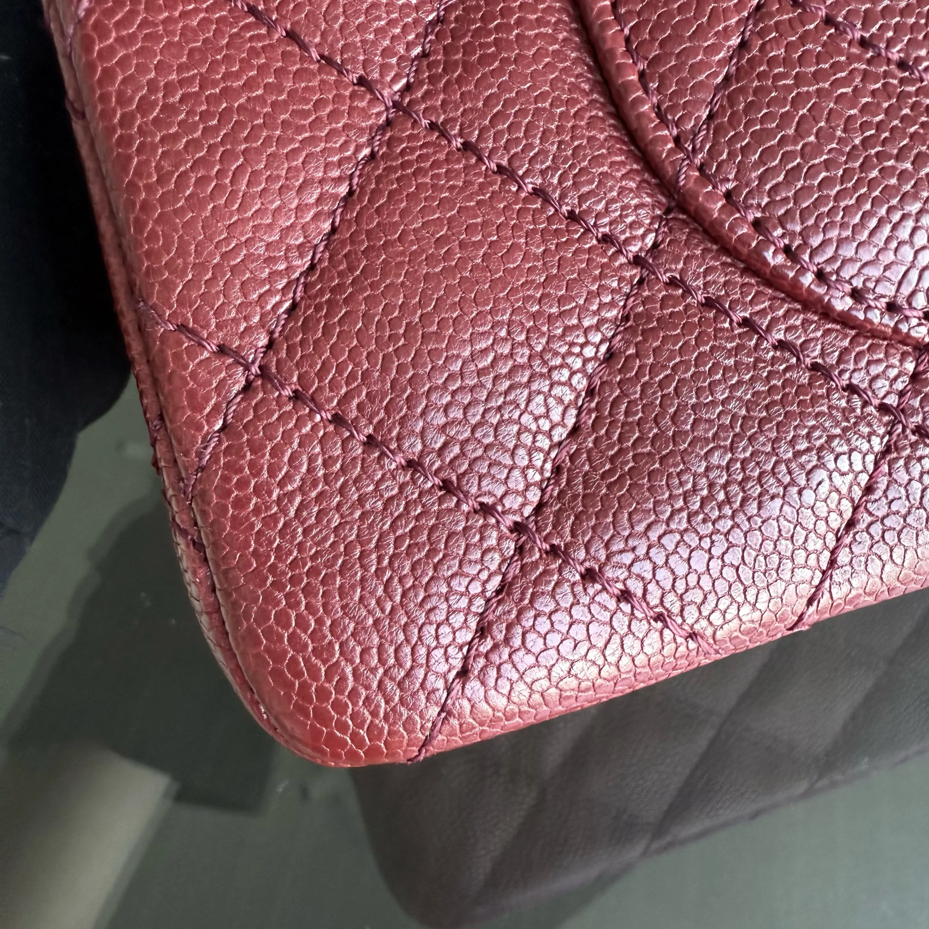 Chanel 2.55 Reissue 226 Medium - Caviar 28CM Quilted Dark Red Burgundy Ruthenium Silver Hardware Series 14