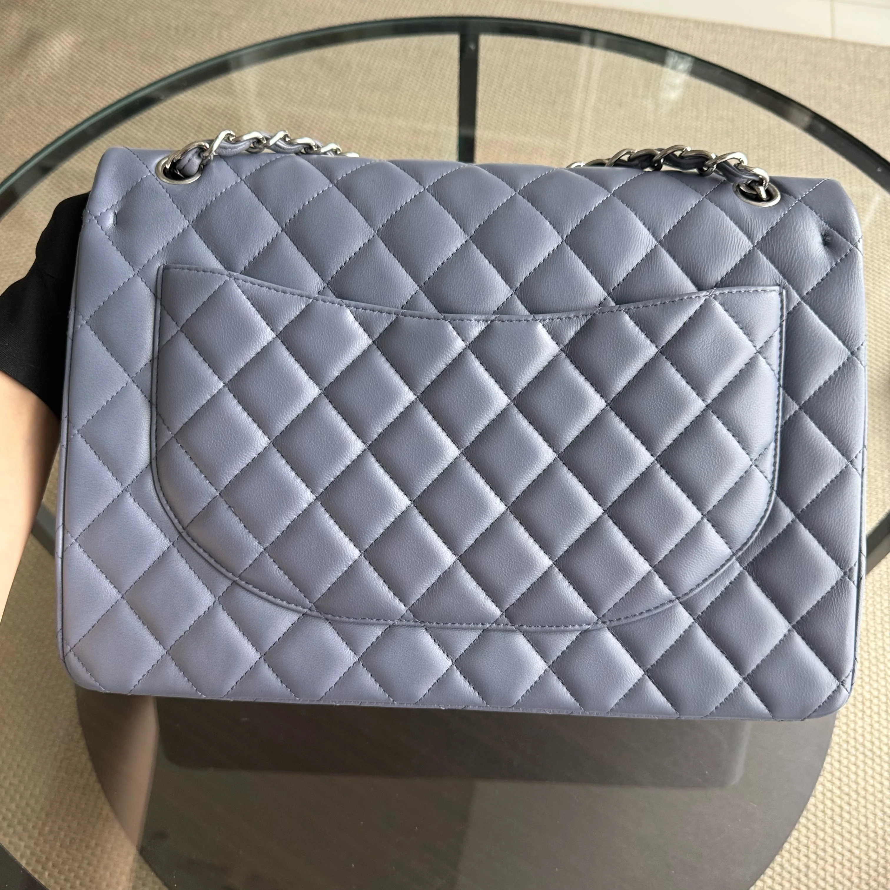 Chanel Classic Flap Maxi - Double Flap Quilted 34CM Lambskin Light Violet Purple Series 15