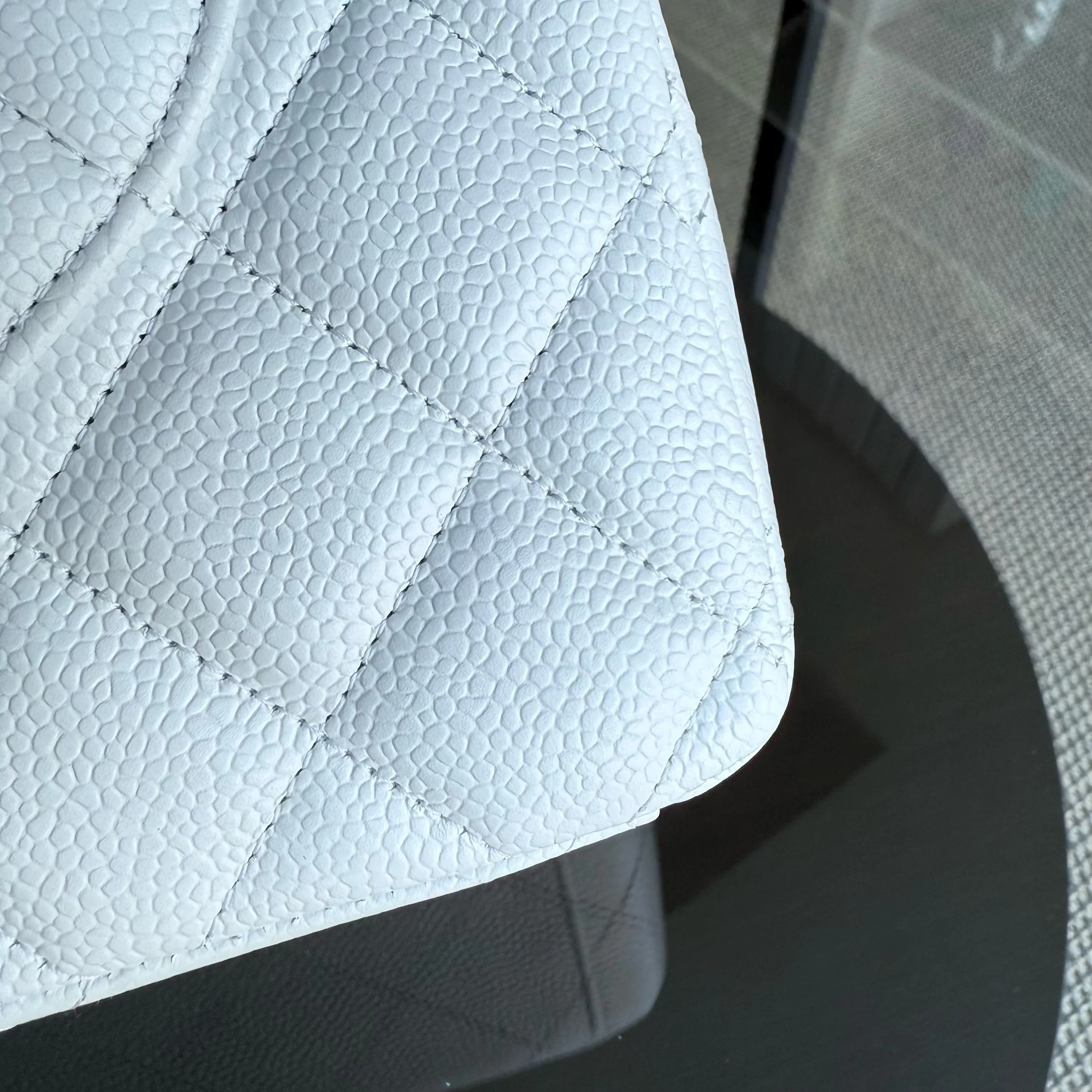 Chanel Classic Flap Maxi - Caviar Double Flap 33CM Quilted White Silver Hardware Series 14