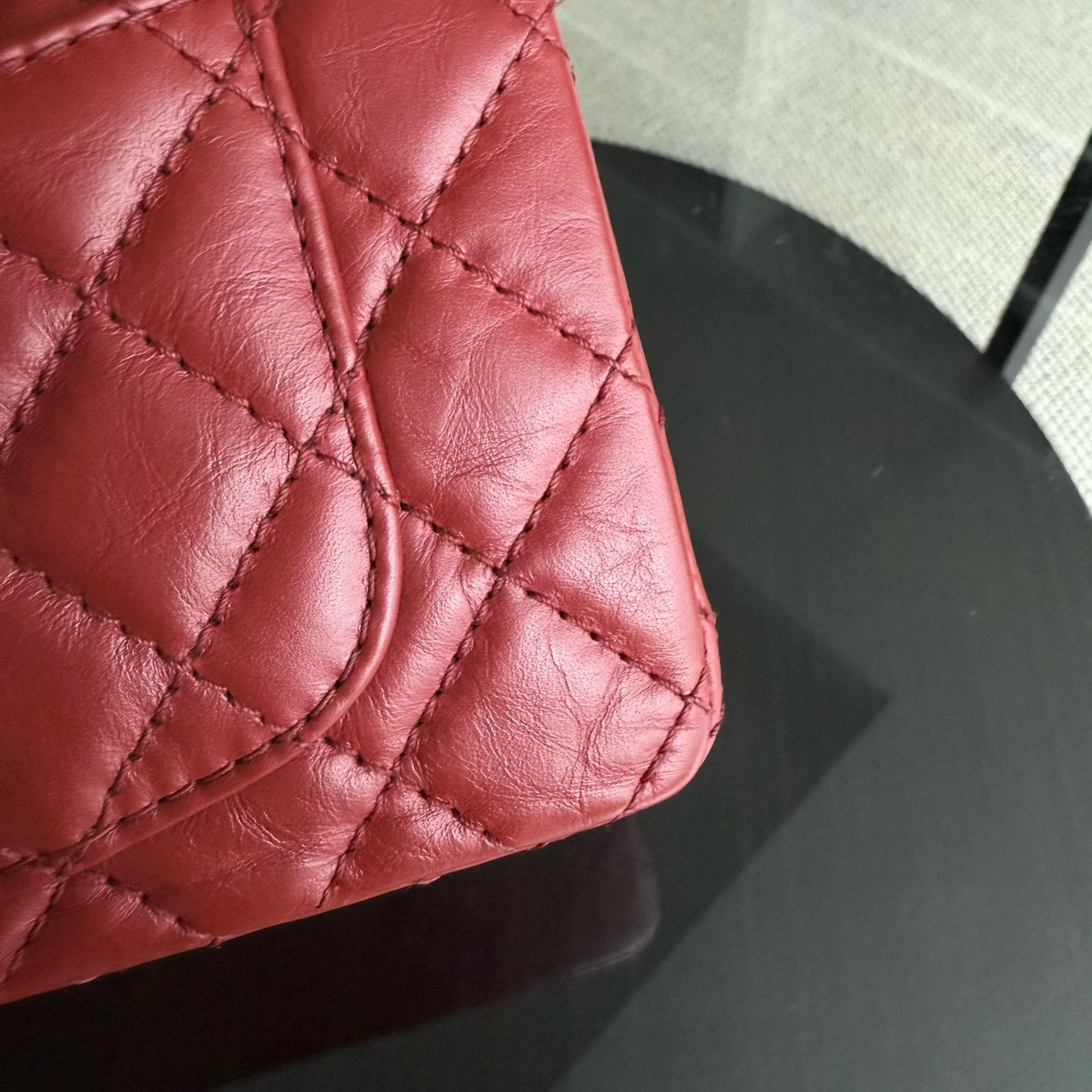 Chanel 2.55 Reissue Mini - 20CM Quilted Aged Calfskin Red Ruthenium Silver Hardware Series 16
