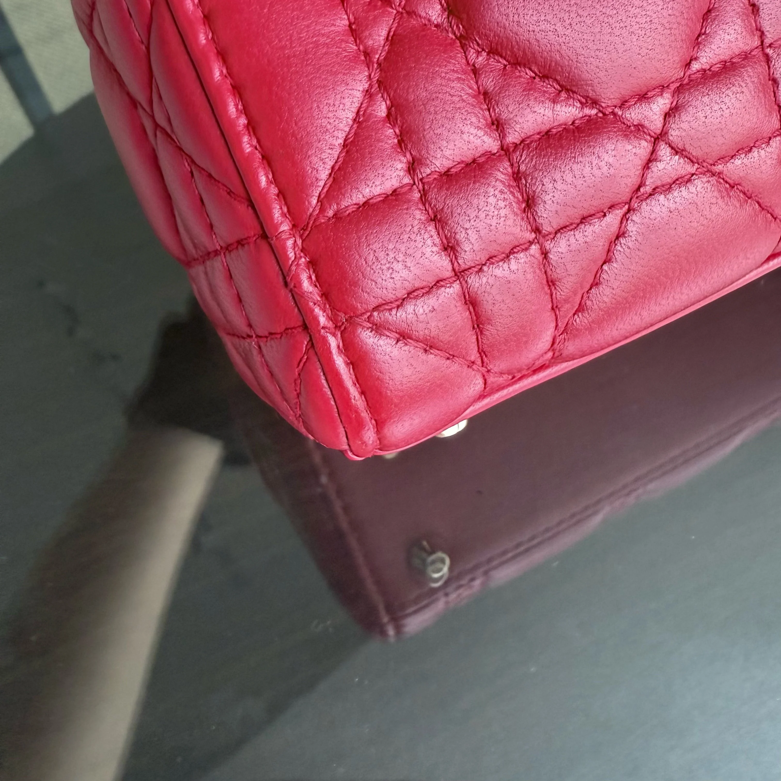 Dior Lady Mini - Cannage Lambskin Red Gold Hardware Adjustable Strap