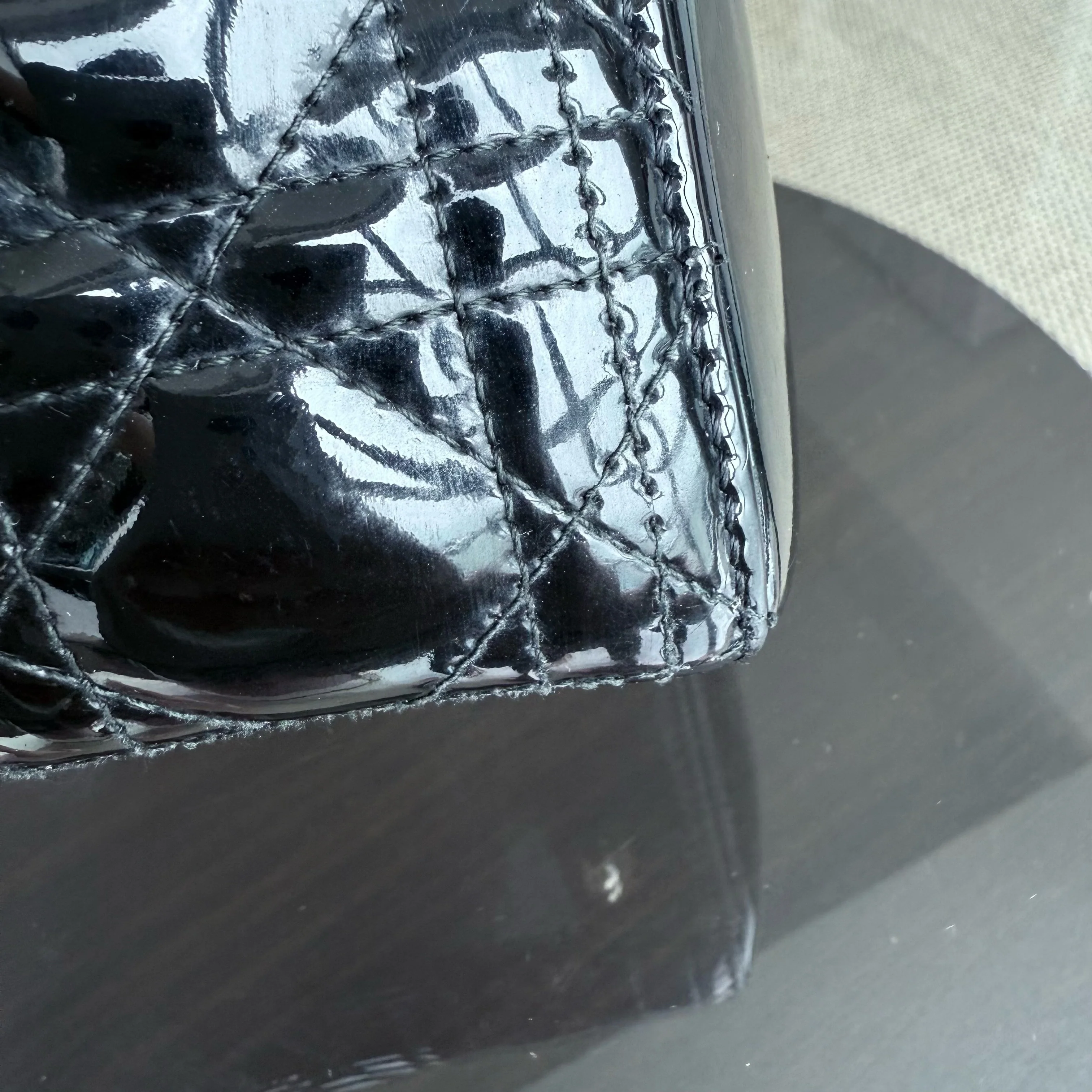 Dior Lady Large - Patent Calfskin Black Gold Hardware NO STRAP