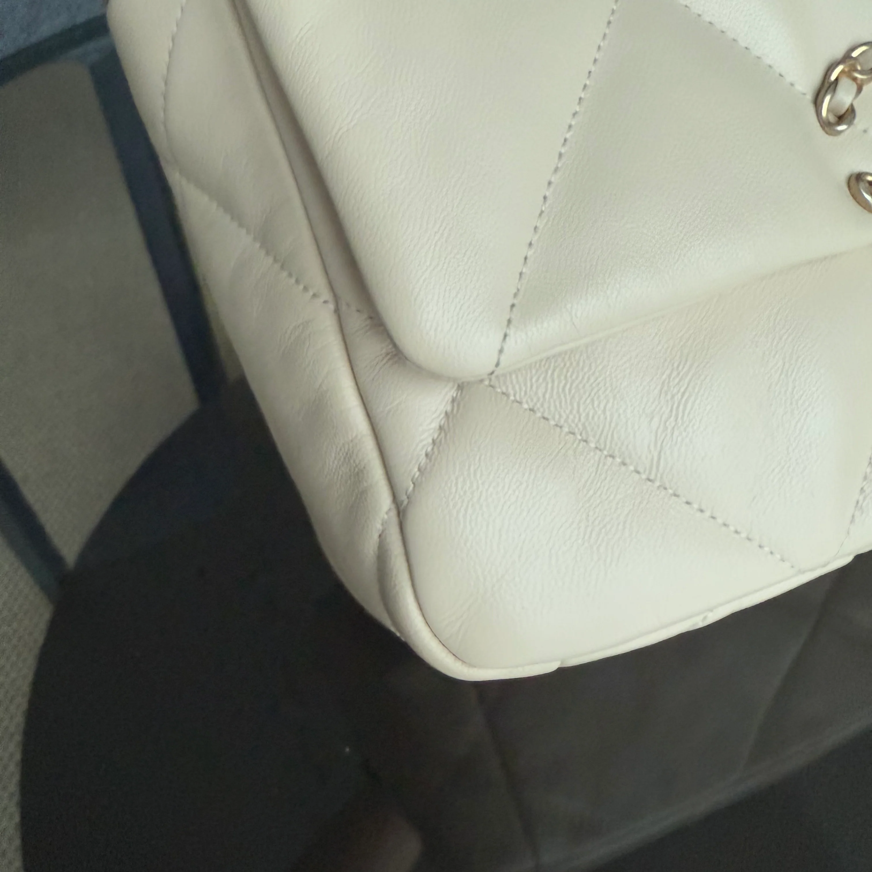 Chanel 19 Bag Small- C19 Quilted Goatskin Light Beige Cream Two-tone Hardware Series 30