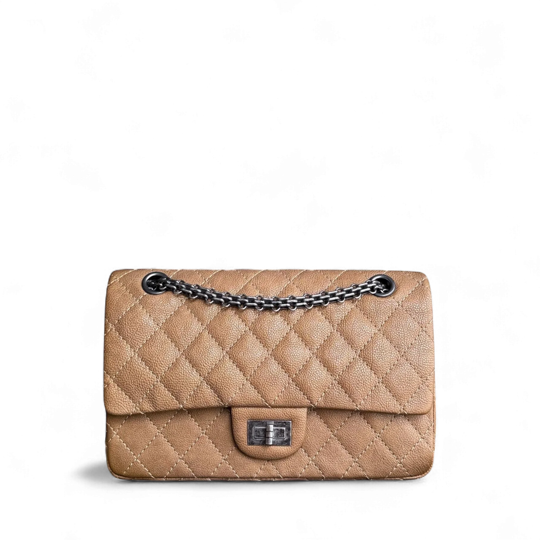 Chanel 2.55 Reissue 225 - Caviar 24CM Quilted Grained Calfskin Brown Ruthenium Silver Hardware Series 17