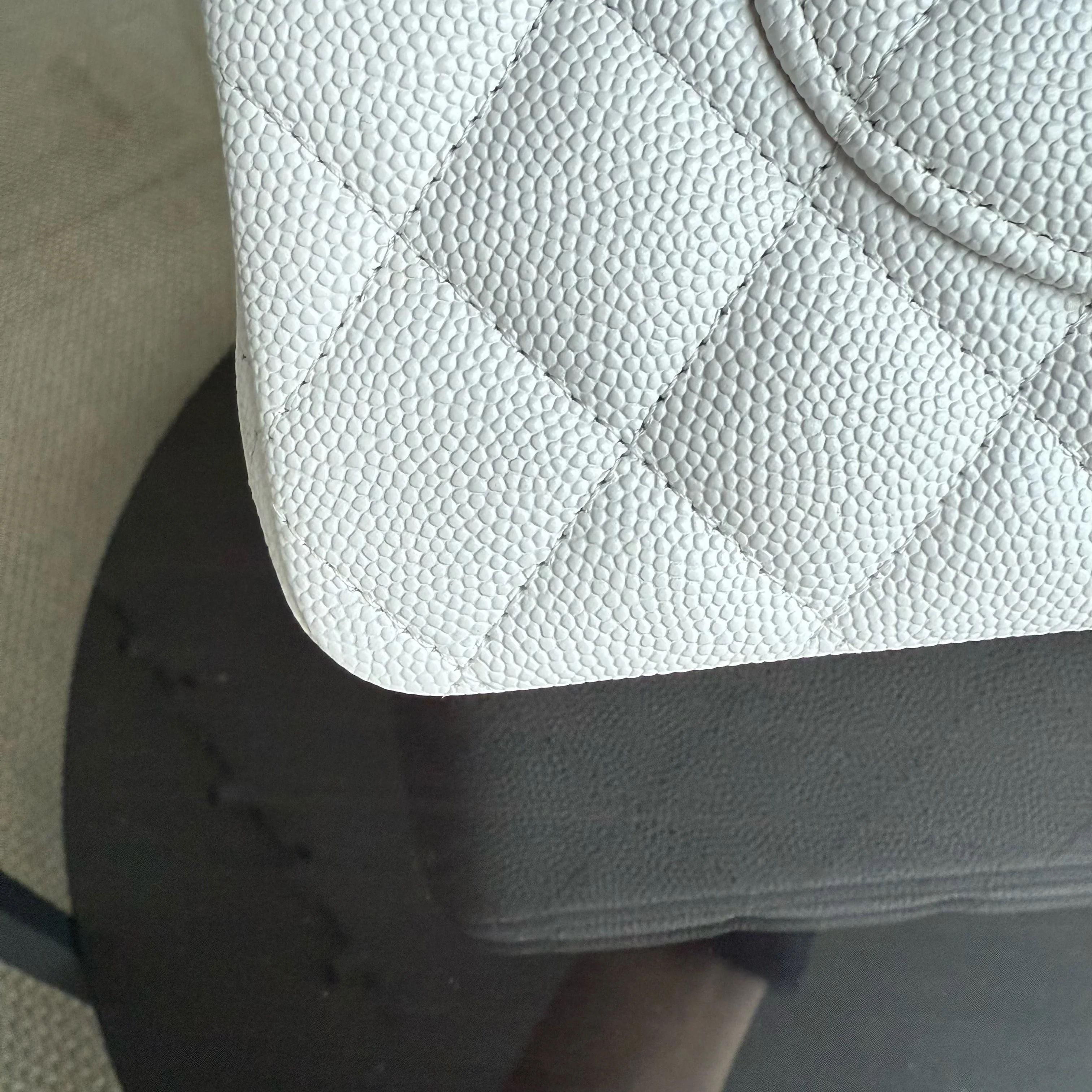 Chanel Classic Flap Medium - Caviar 25CM Quilted Snow White Gold Hardware Microchip