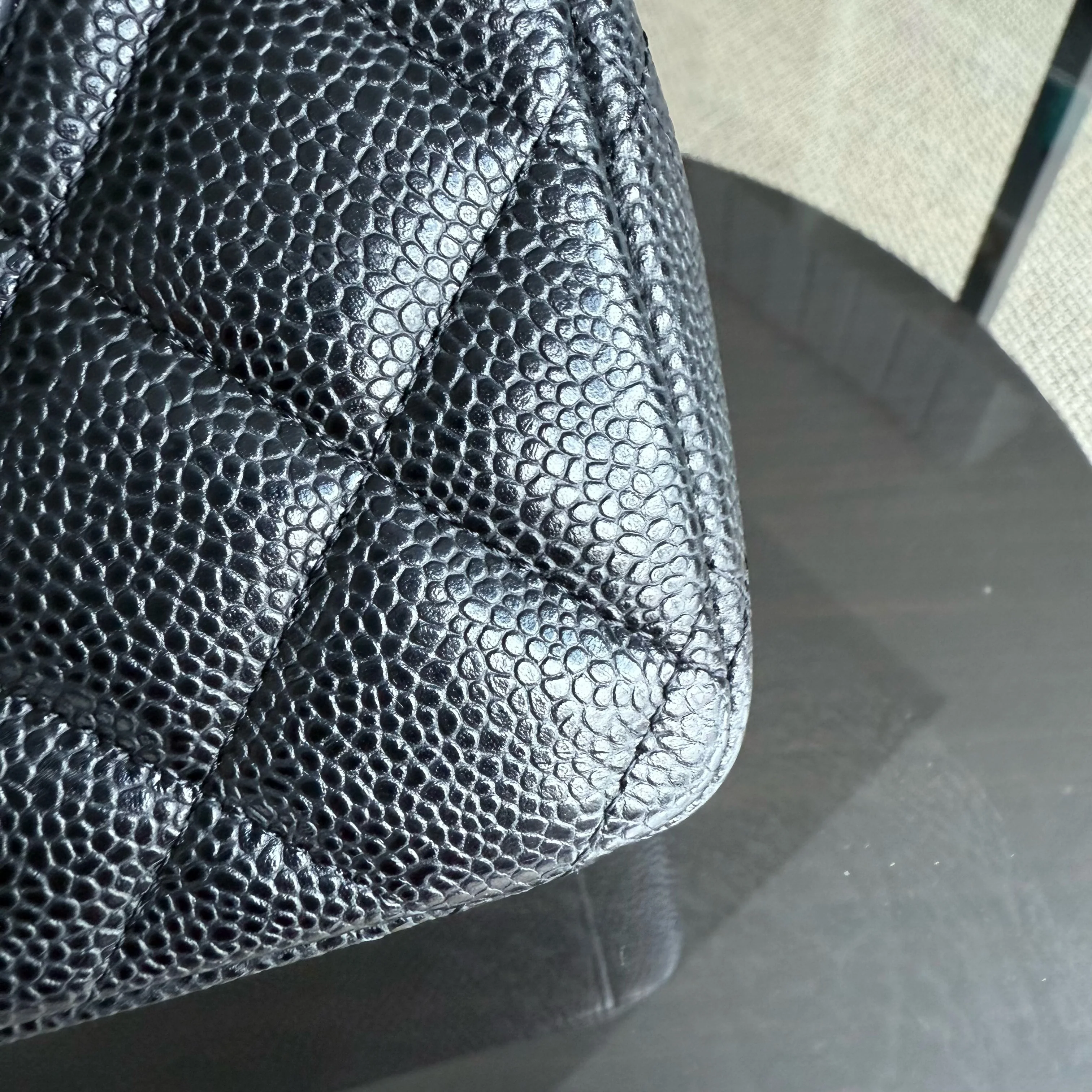 Chanel Classic Flap Maxi - Caviar Double Flap 33CM Quilted Black Gold Hardware Series 15