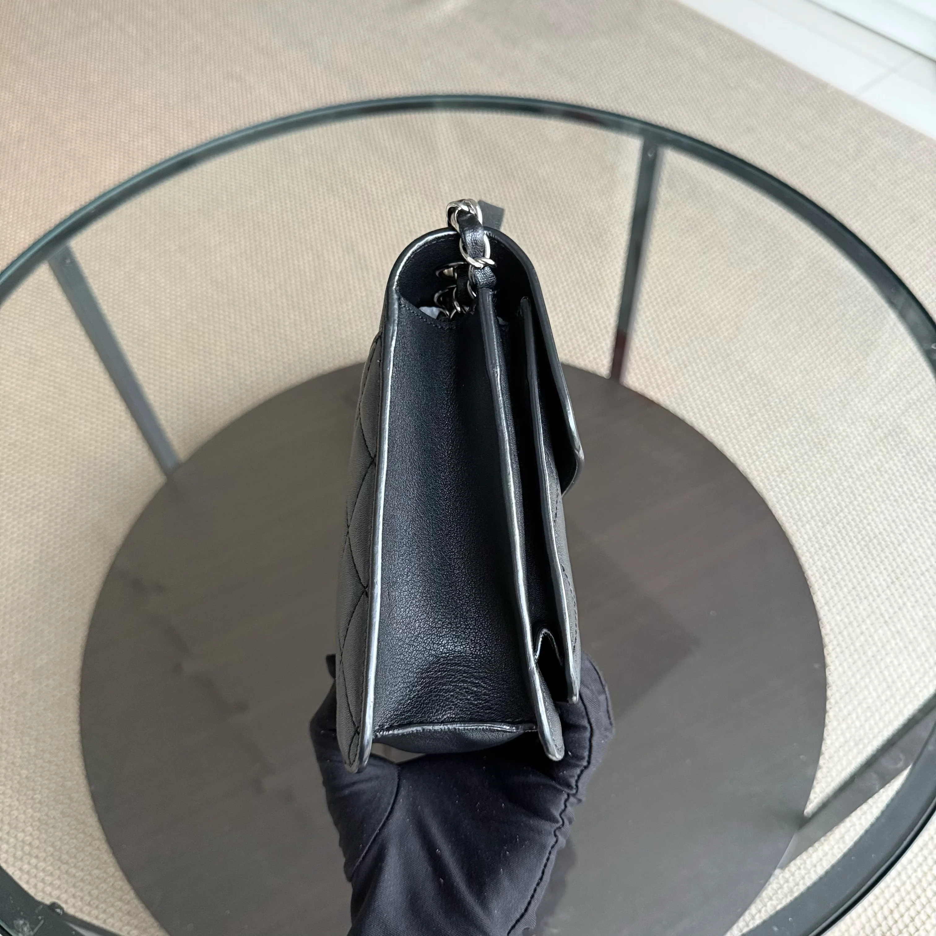 Chanel Medium CC Box Flap - Quilted Calfskin Black Silver Hardware Series 25