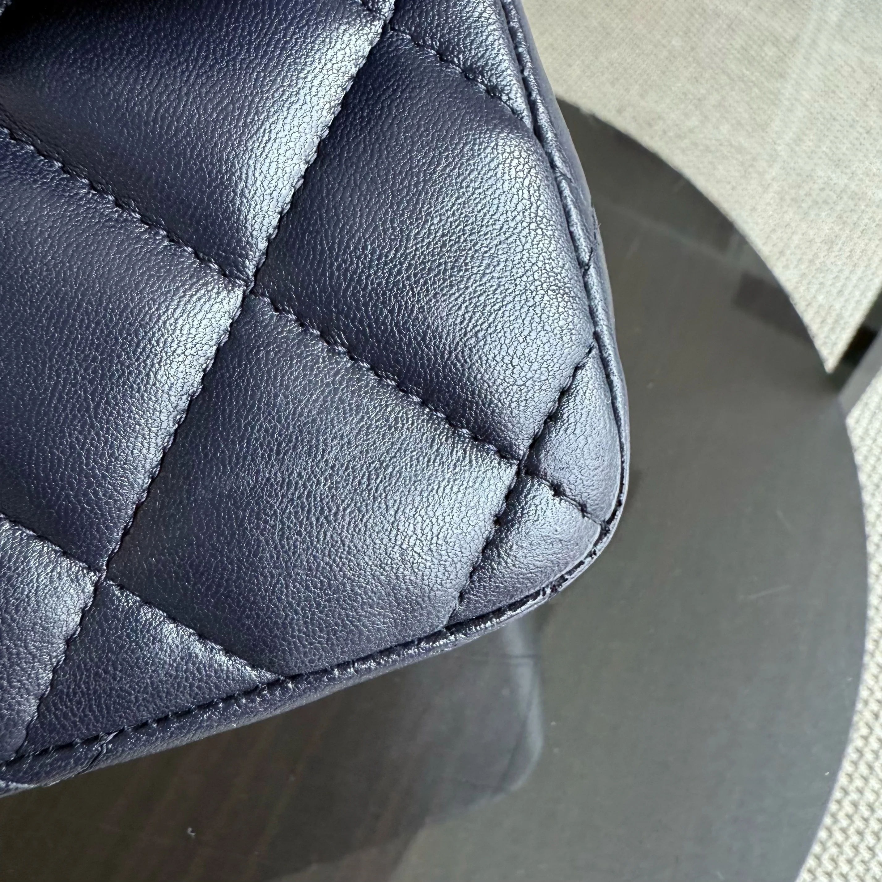 Chanel Classic Flap Jumbo - Double Flap 30CM Quilted Lambskin Dark Blue Silver Hardware Series 23