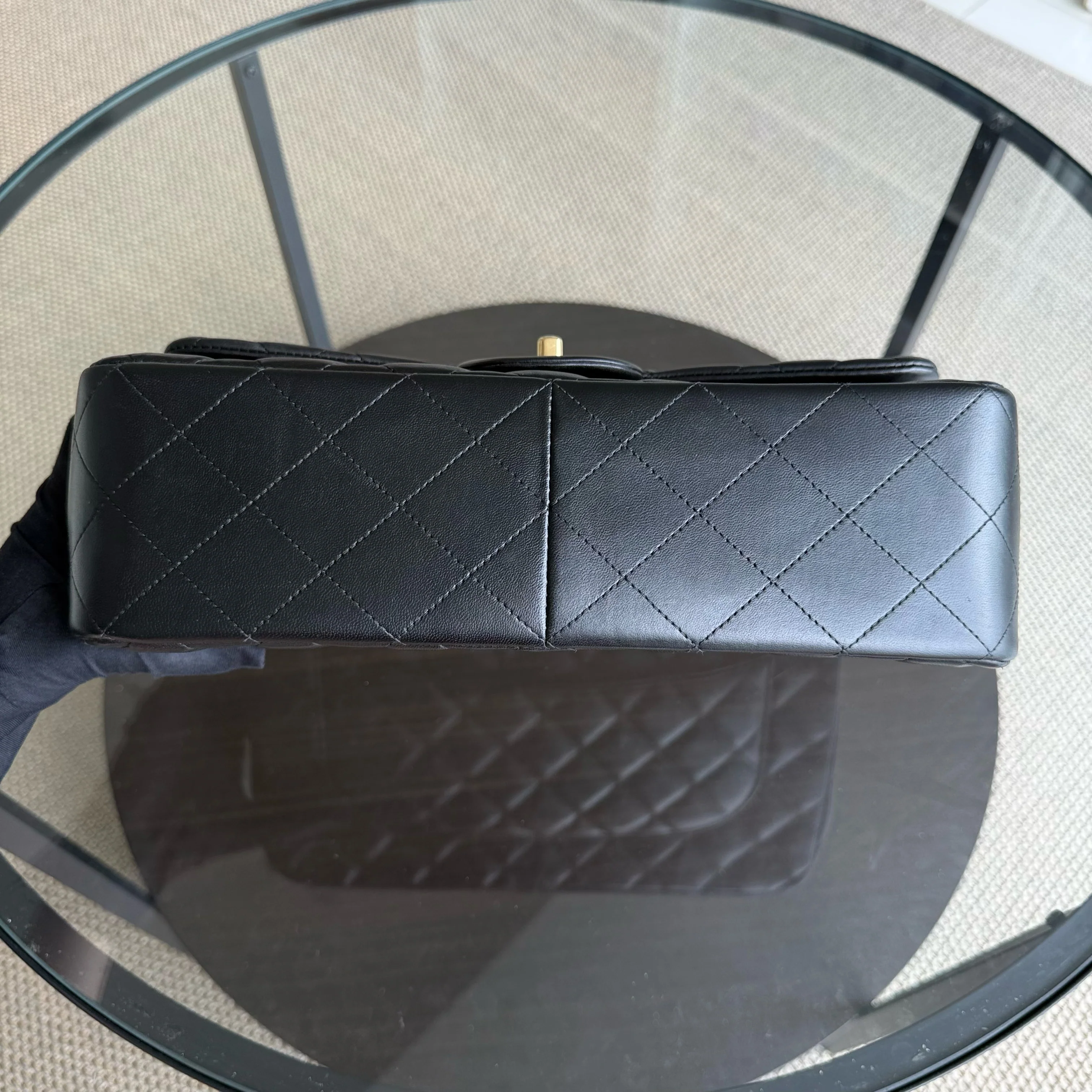 Chanel Classic Flap Jumbo - 30CM Quilted Lambskin Double Flap Black Gold Hardware