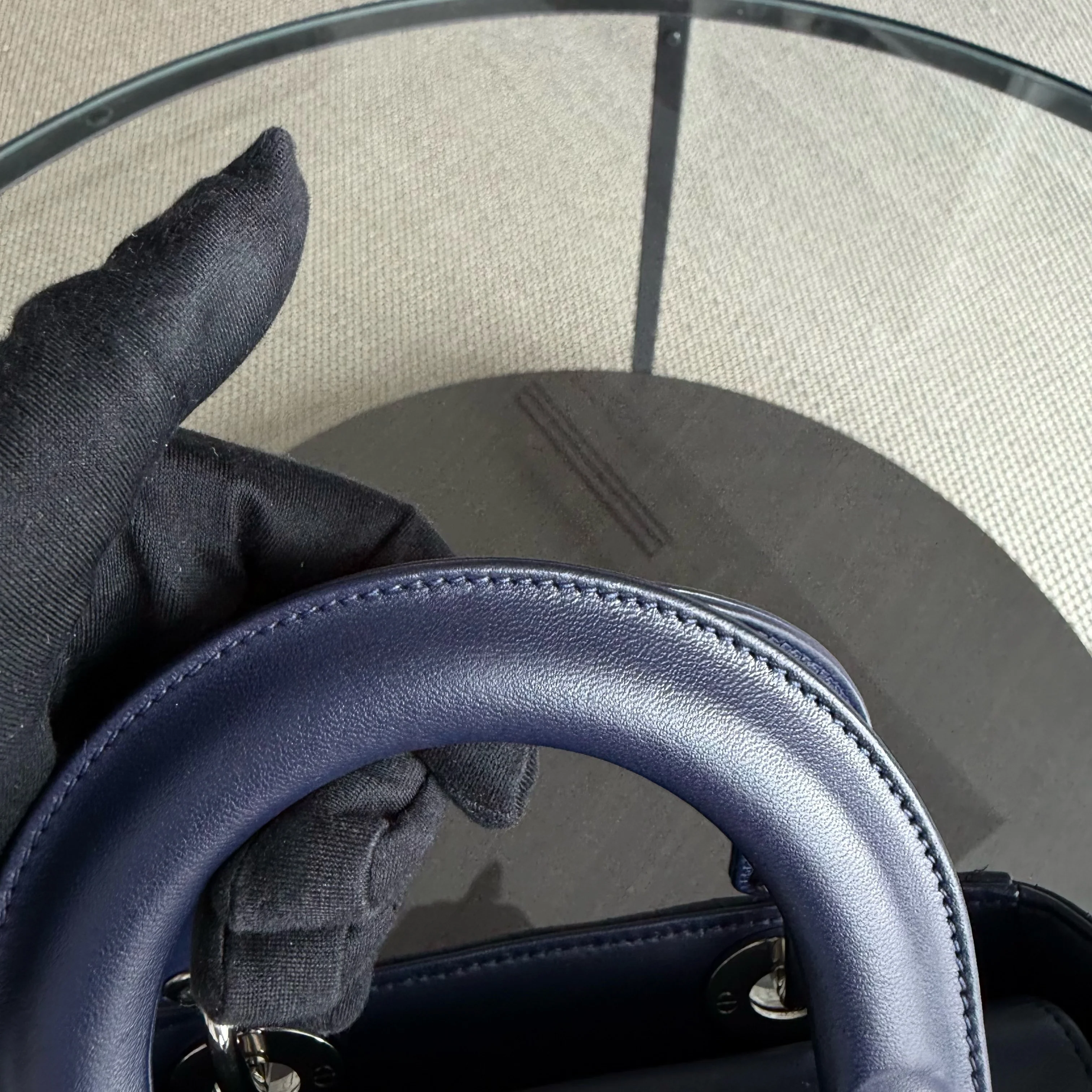 Dior Lady Small Flap - Cannage Lambskin Dark Blue Silver Hardware