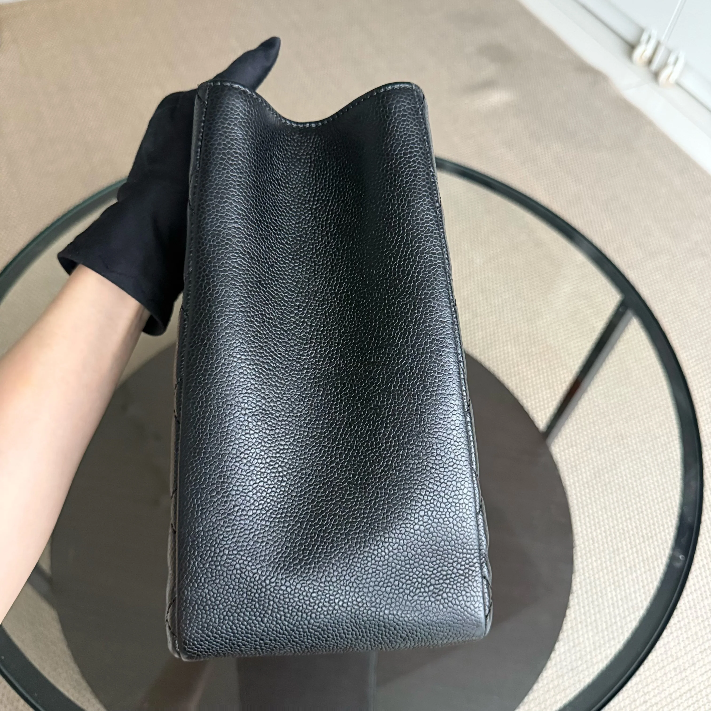 Chanel GST Grand Shopping Tote - Caviar Quilted Grained Calfskin Black Silver Hardware Series 19