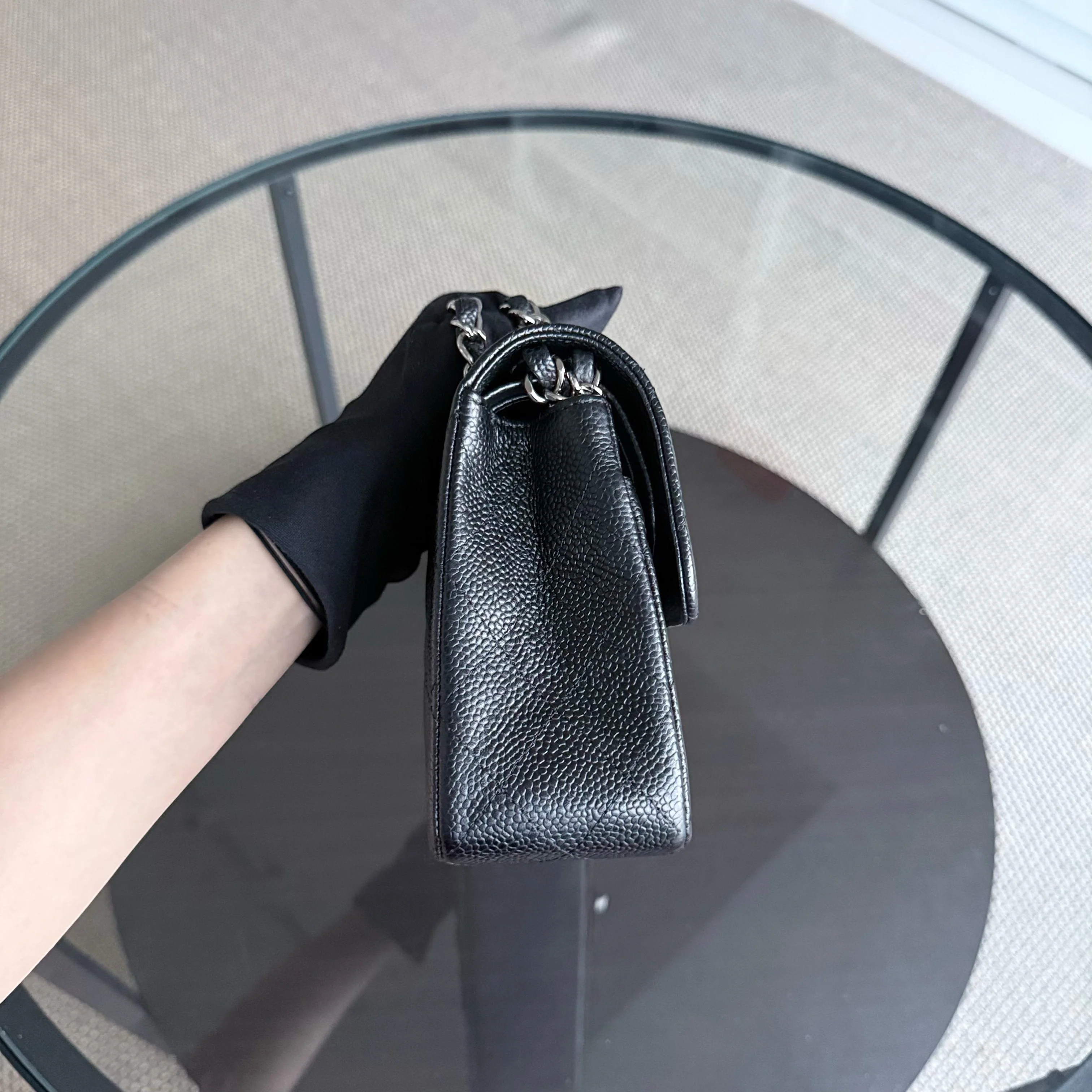 Chanel Classic Flap Small - Caviar 23CM Quilted Grained Calfskin Black Silver Hardware Series 12