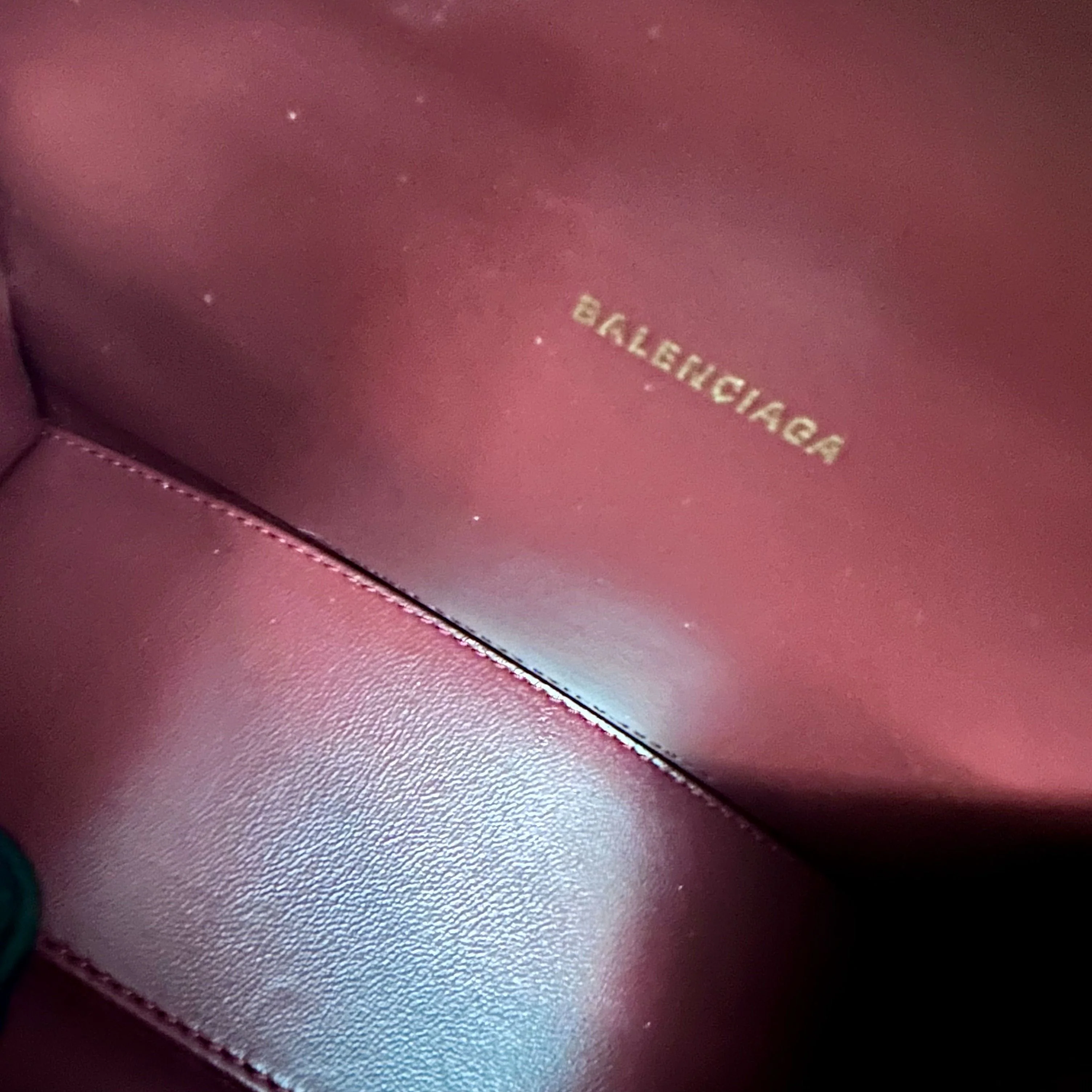 *Brand New* Balenciaga Hourglass XS Embossed Top-hand Crossbody Bag Burgundy - Best Luxury Designers