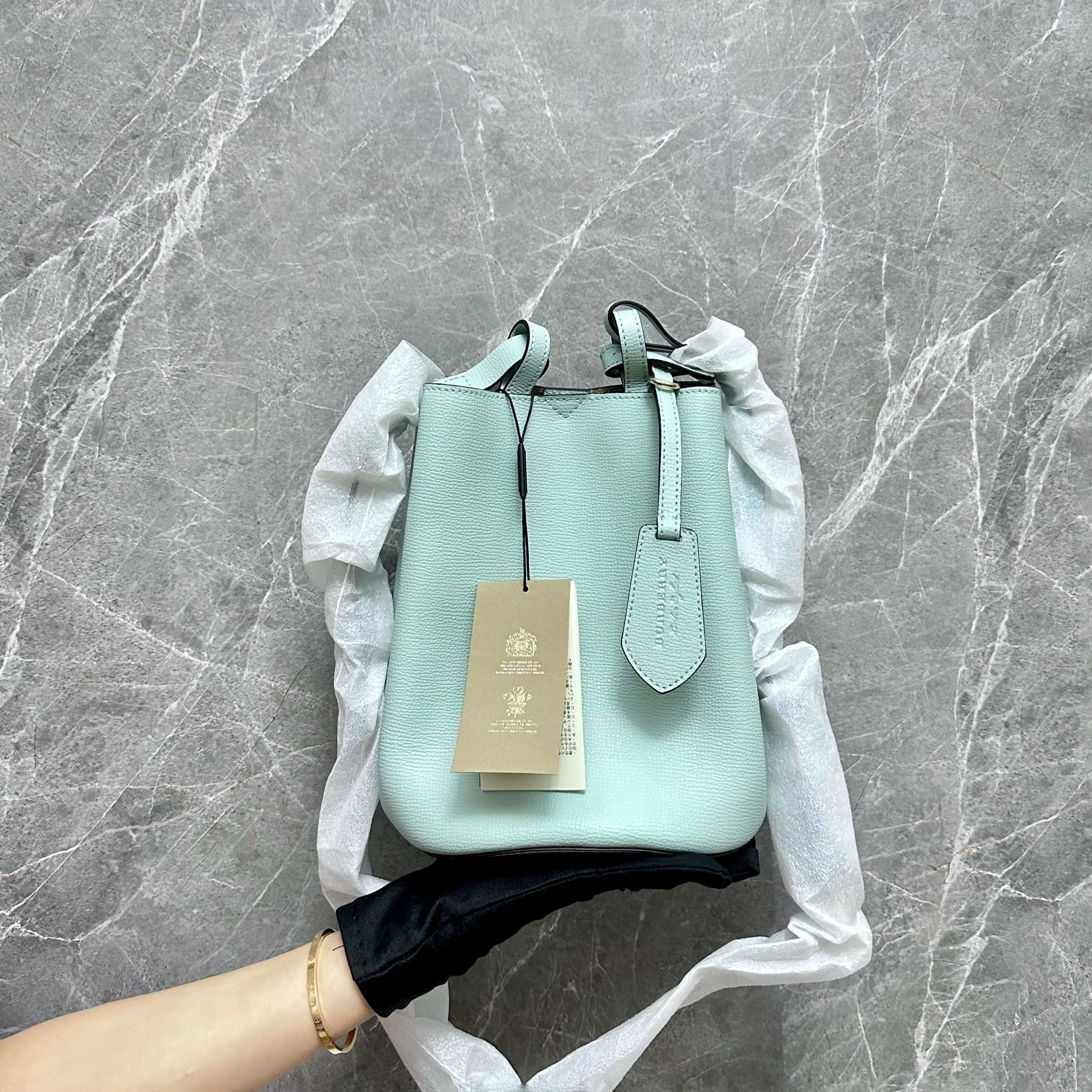 *Brand New* Burberry Haymarket Lone Small Mint Leather Bag - Best Luxury Designers