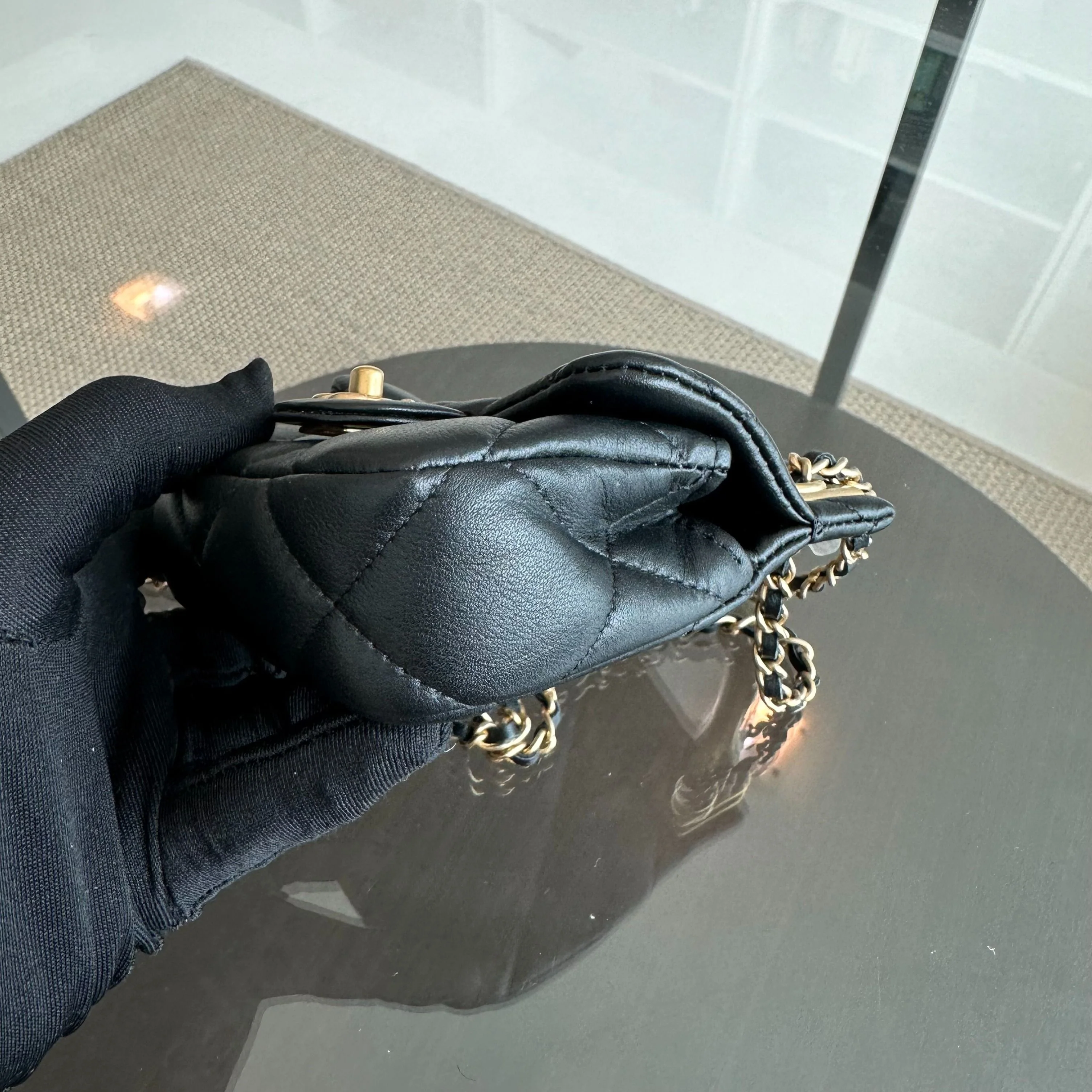 *Brand New* Chanel Flap Lambskin Cardholder with Chain 21A Black GHW No 31 - Best Luxury Designers