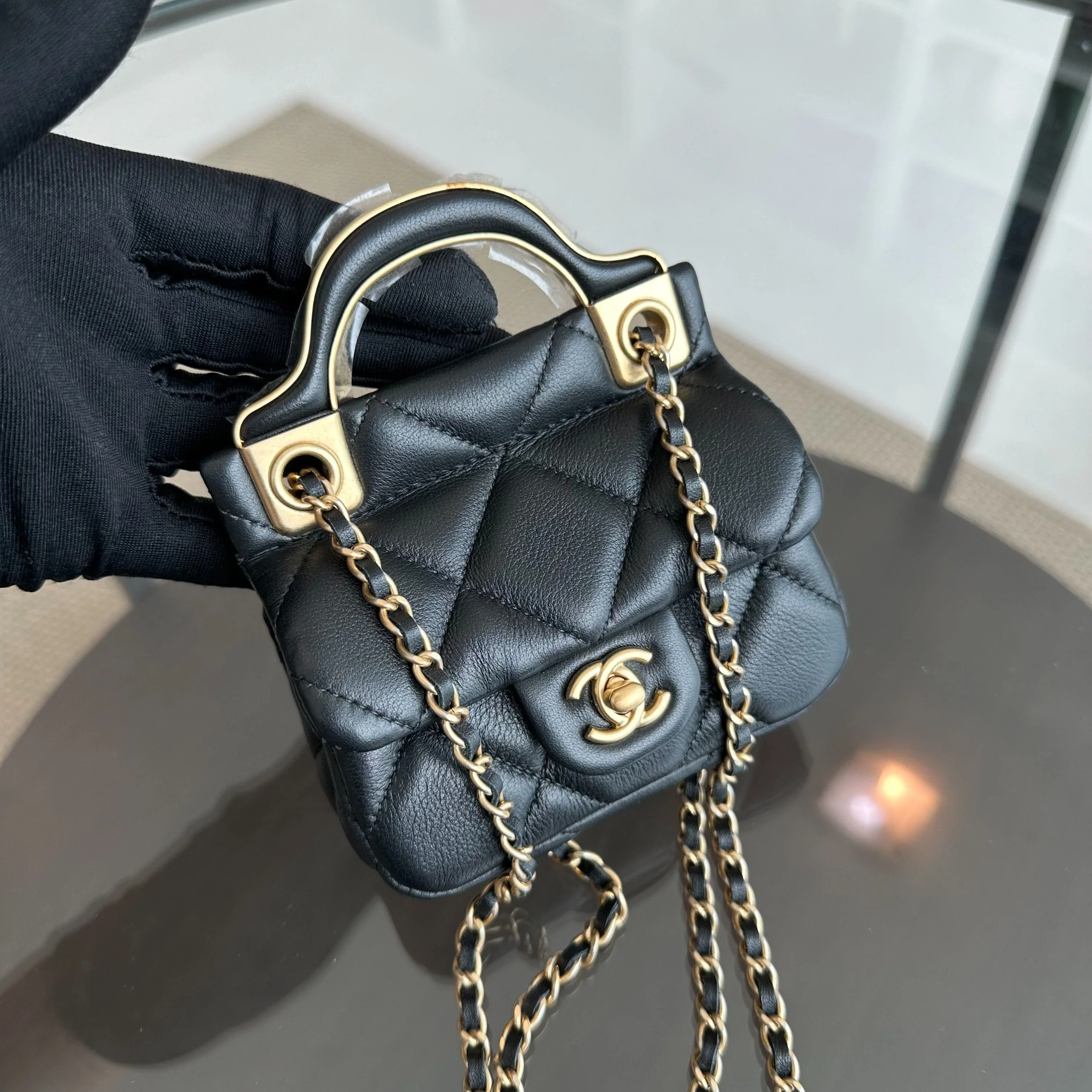 *Brand New* Chanel Flap Lambskin Cardholder with Chain 21A Black GHW No 31 - Best Luxury Designers