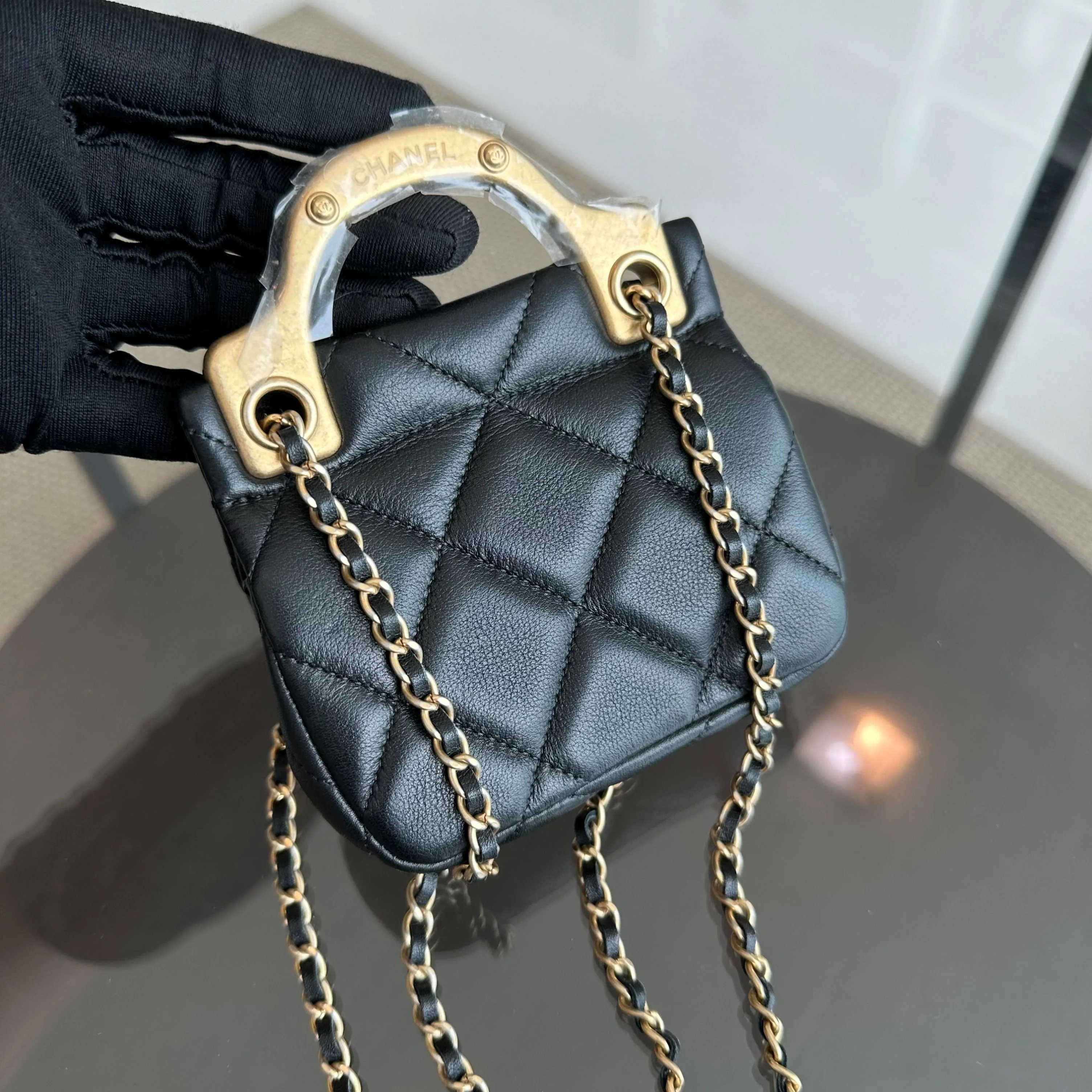 *Brand New* Chanel Flap Lambskin Cardholder with Chain 21A Black GHW No 31 - Best Luxury Designers