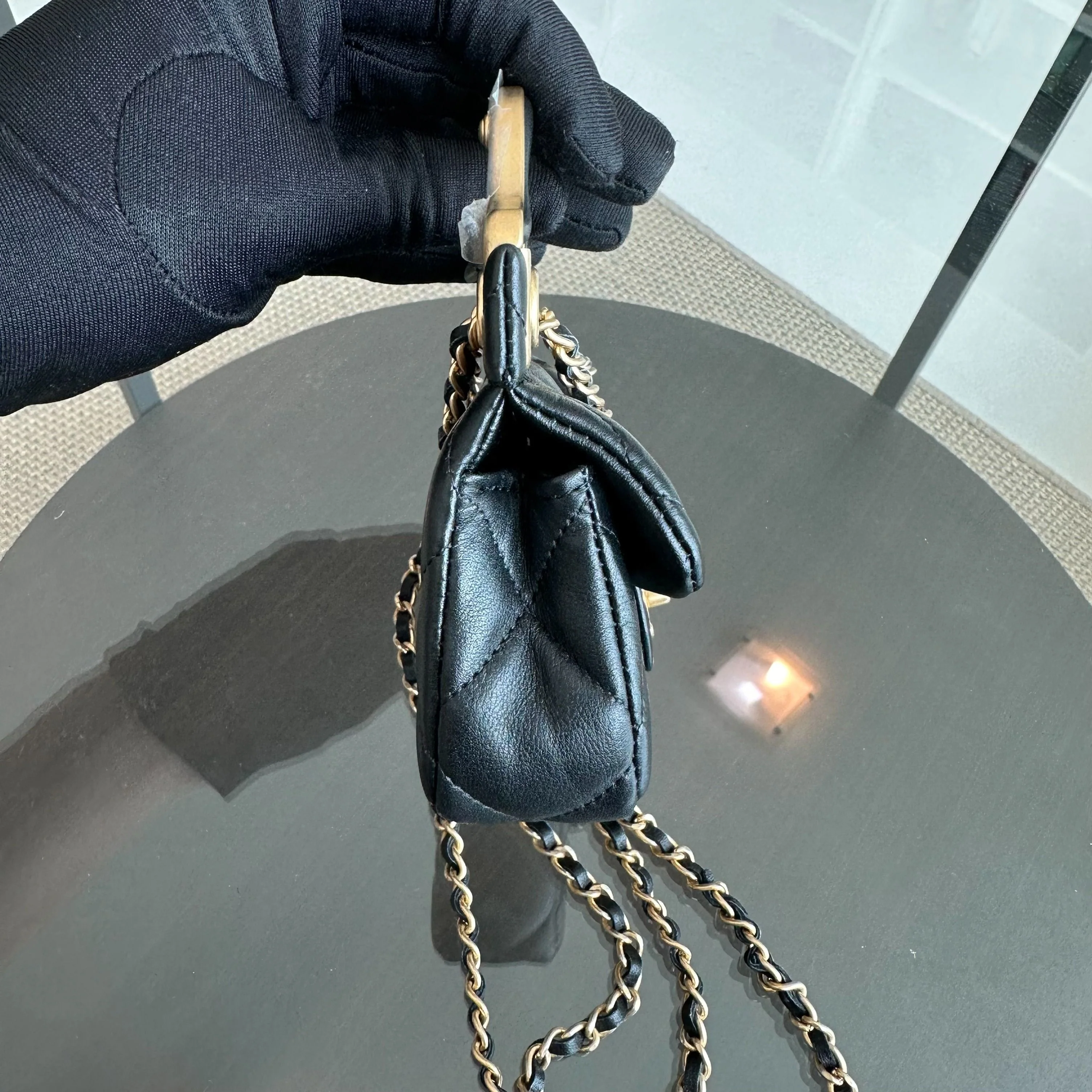 *Brand New* Chanel Flap Lambskin Cardholder with Chain 21A Black GHW No 31 - Best Luxury Designers