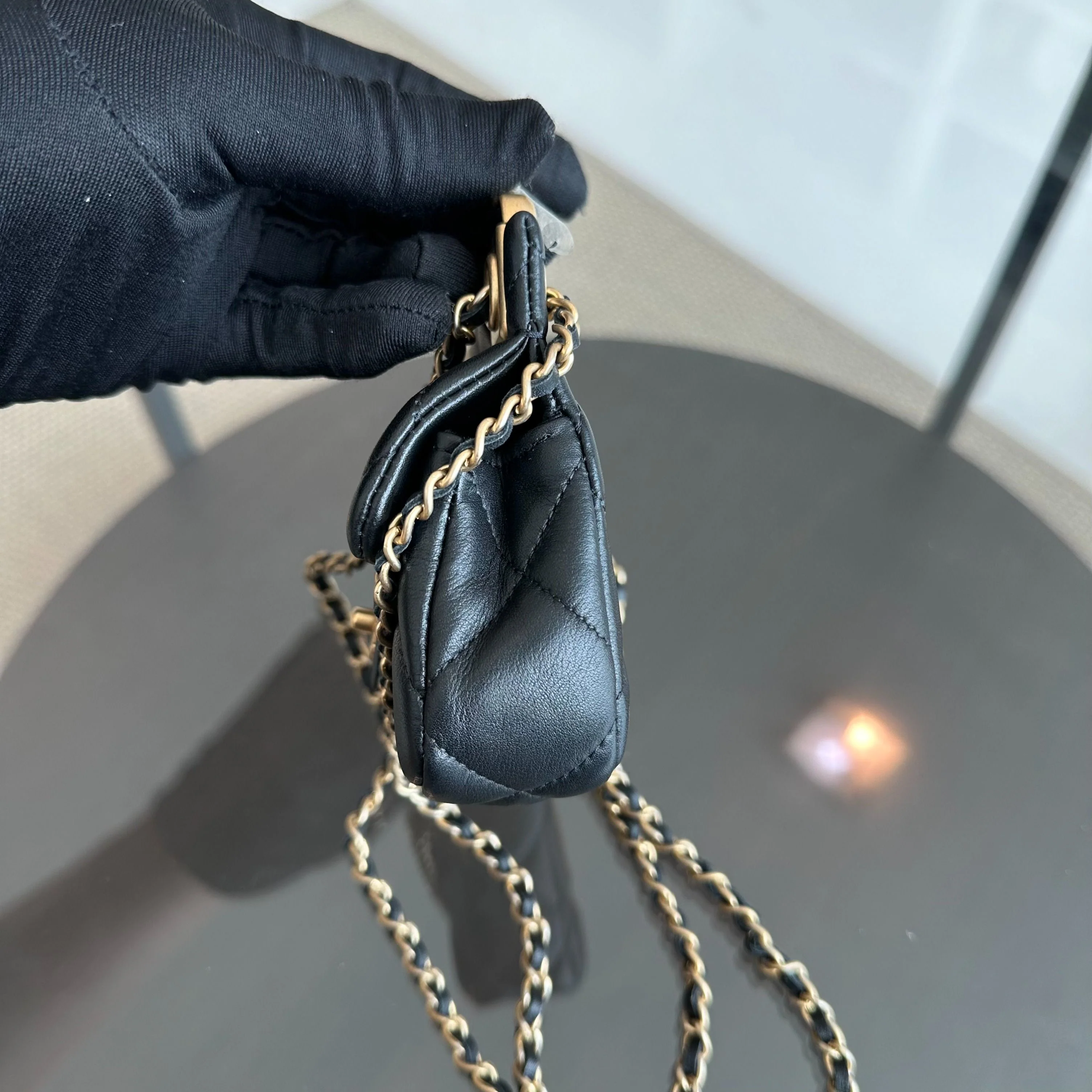 *Brand New* Chanel Flap Lambskin Cardholder with Chain 21A Black GHW No 31 - Best Luxury Designers