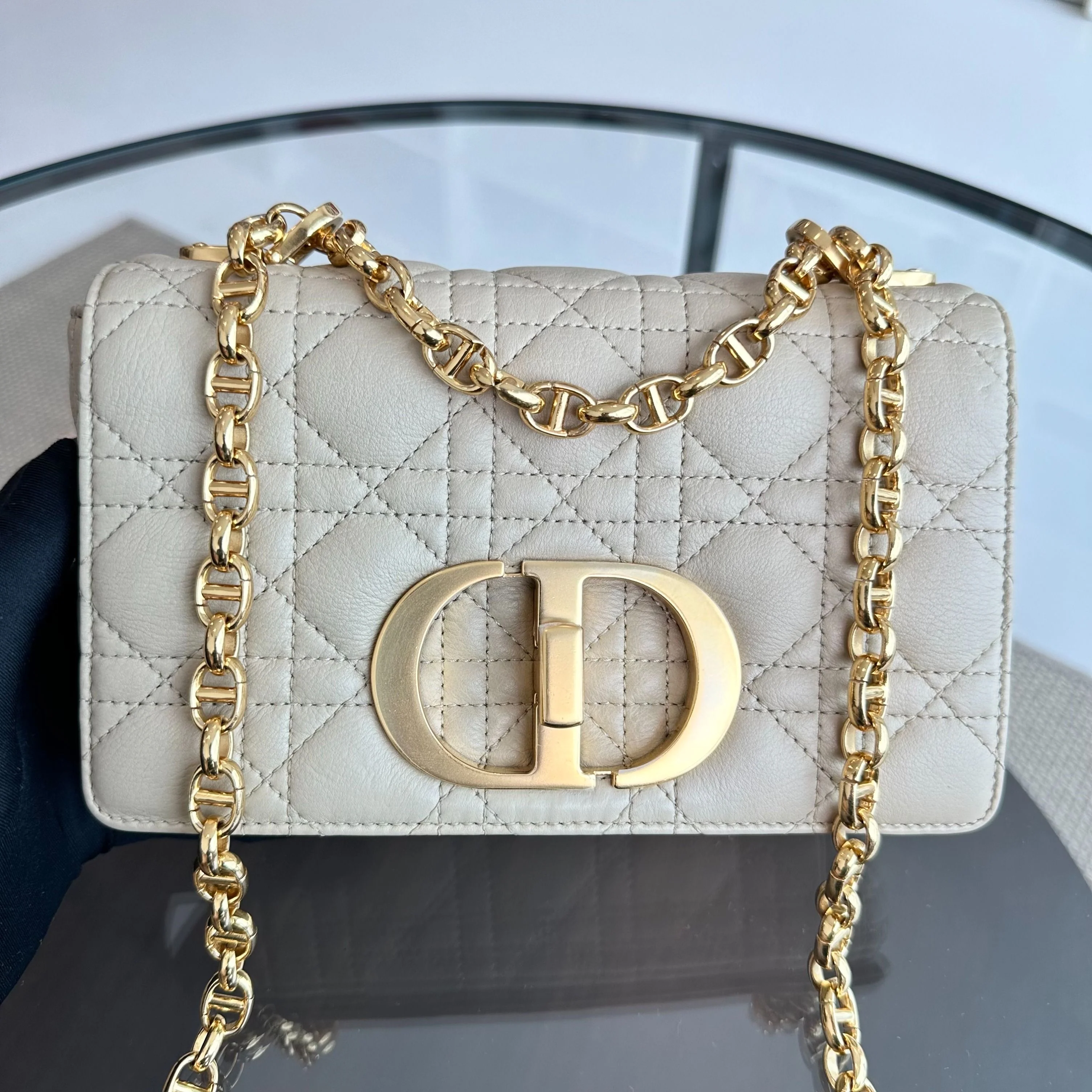 *Brand New* Dior Caro Small Cannage Flap Beige Cross Body Bag GHW - Best Luxury Designers