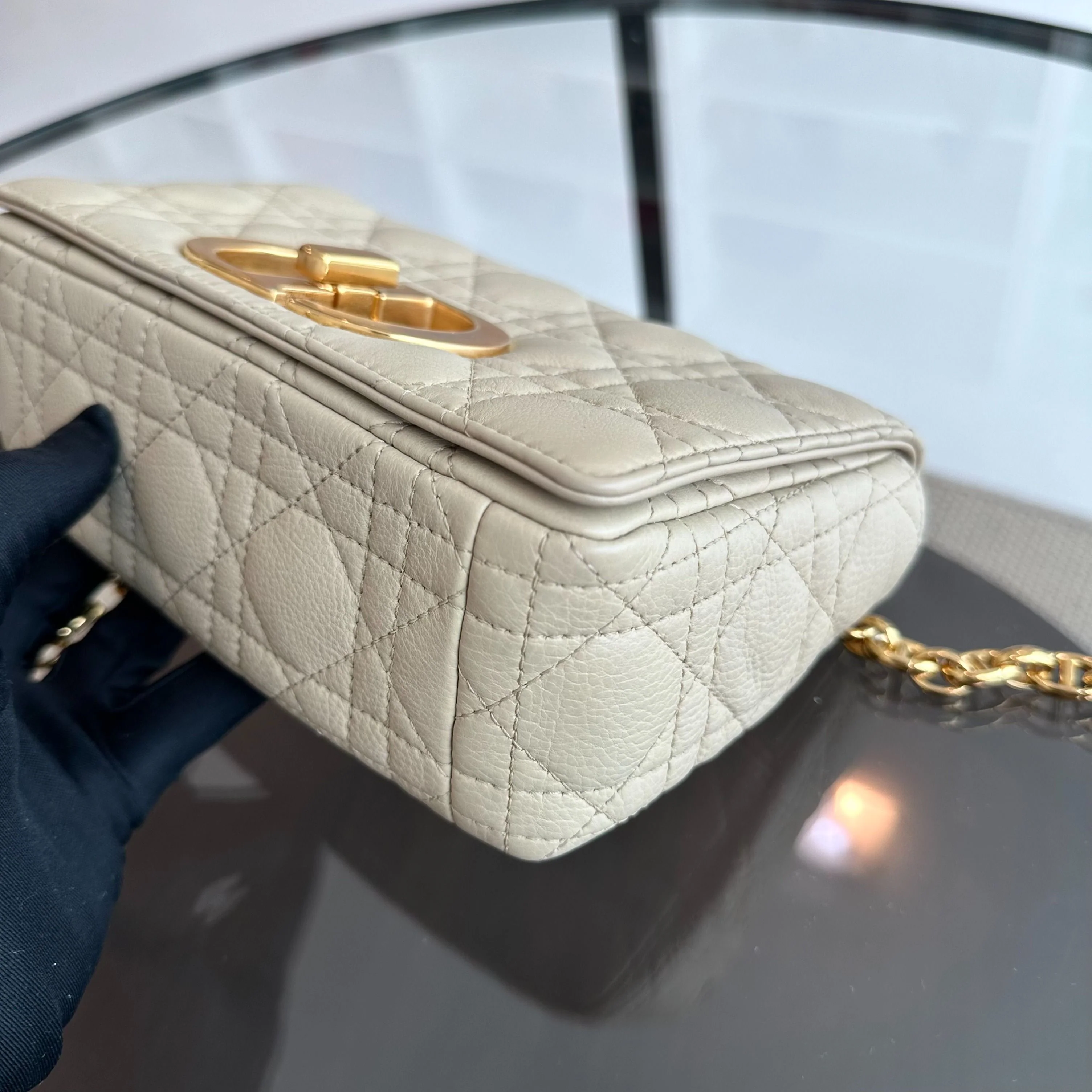 *Brand New* Dior Caro Small Cannage Flap Beige Cross Body Bag GHW - Best Luxury Designers
